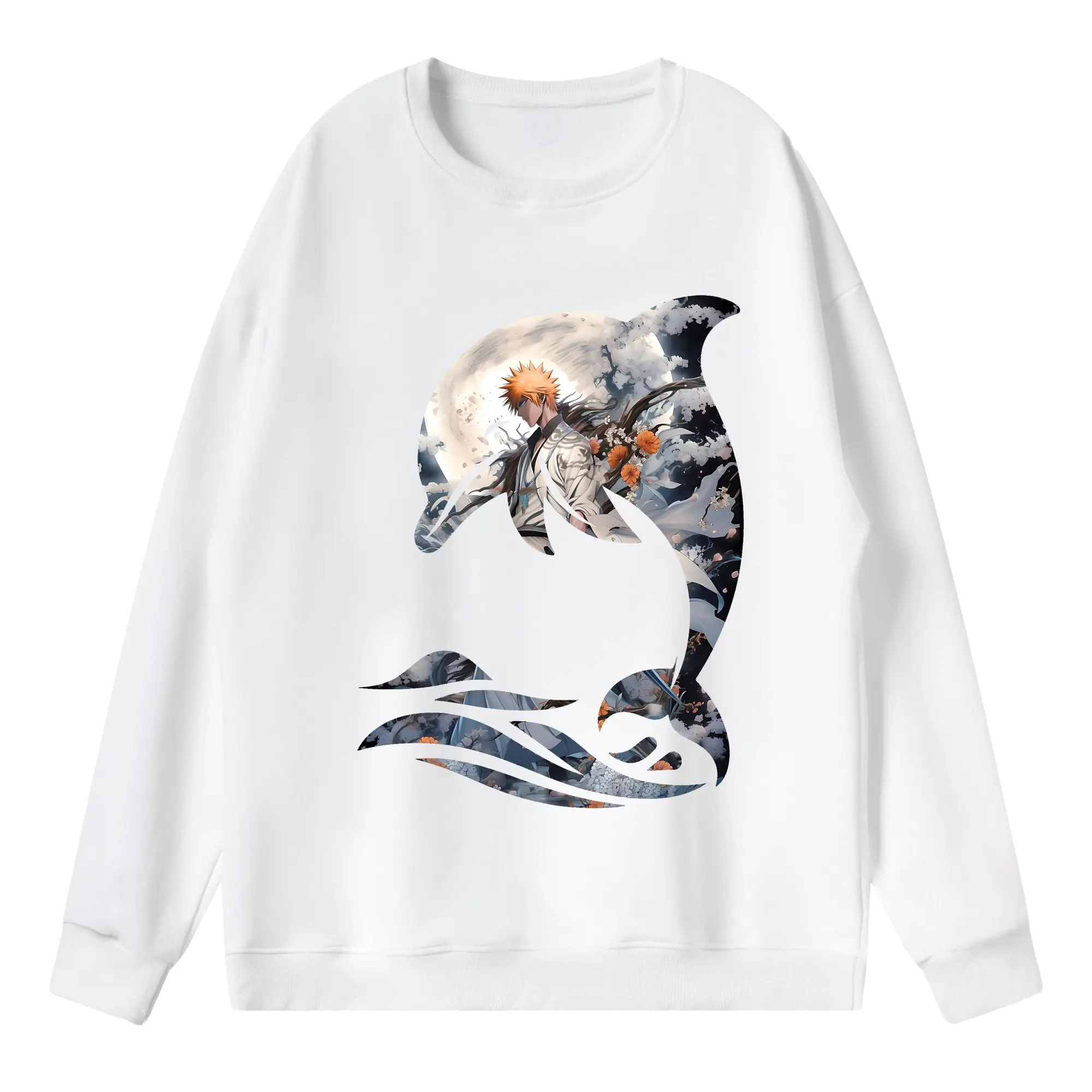 ブリーチ グッズ 黒崎 一護 - 薄手 クルーネック スウェット 裏毛260g · ポリエステル 春秋向け カジュアル 男女兼用 · トレーナー デイリー スポーツ 散歩に最適