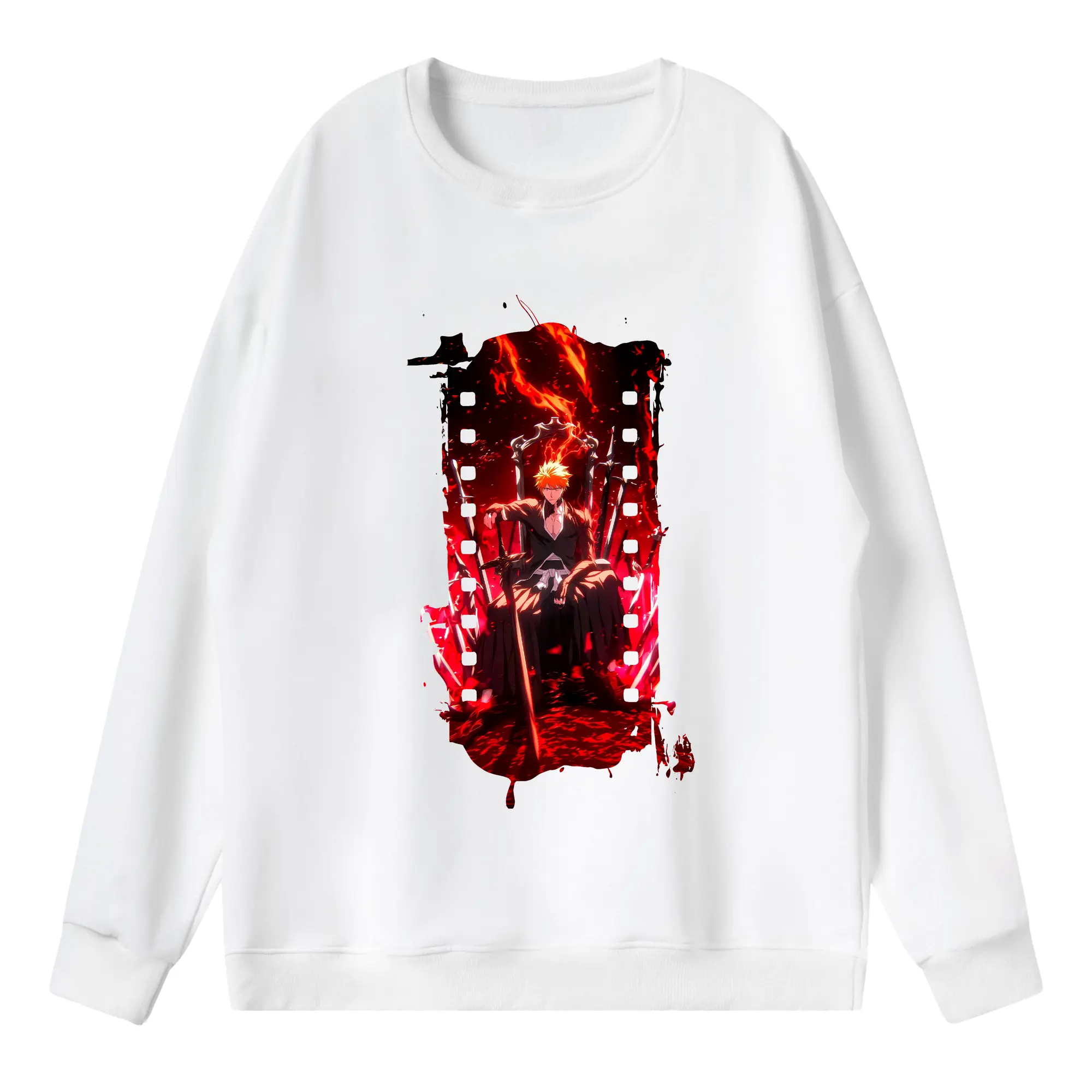 ブリーチ グッズ 黒崎 一護 - 薄手 クルーネック スウェット 裏毛260g · ポリエステル 春秋向け カジュアル 男女兼用 · トレーナー デイリー スポーツ 散歩に最適