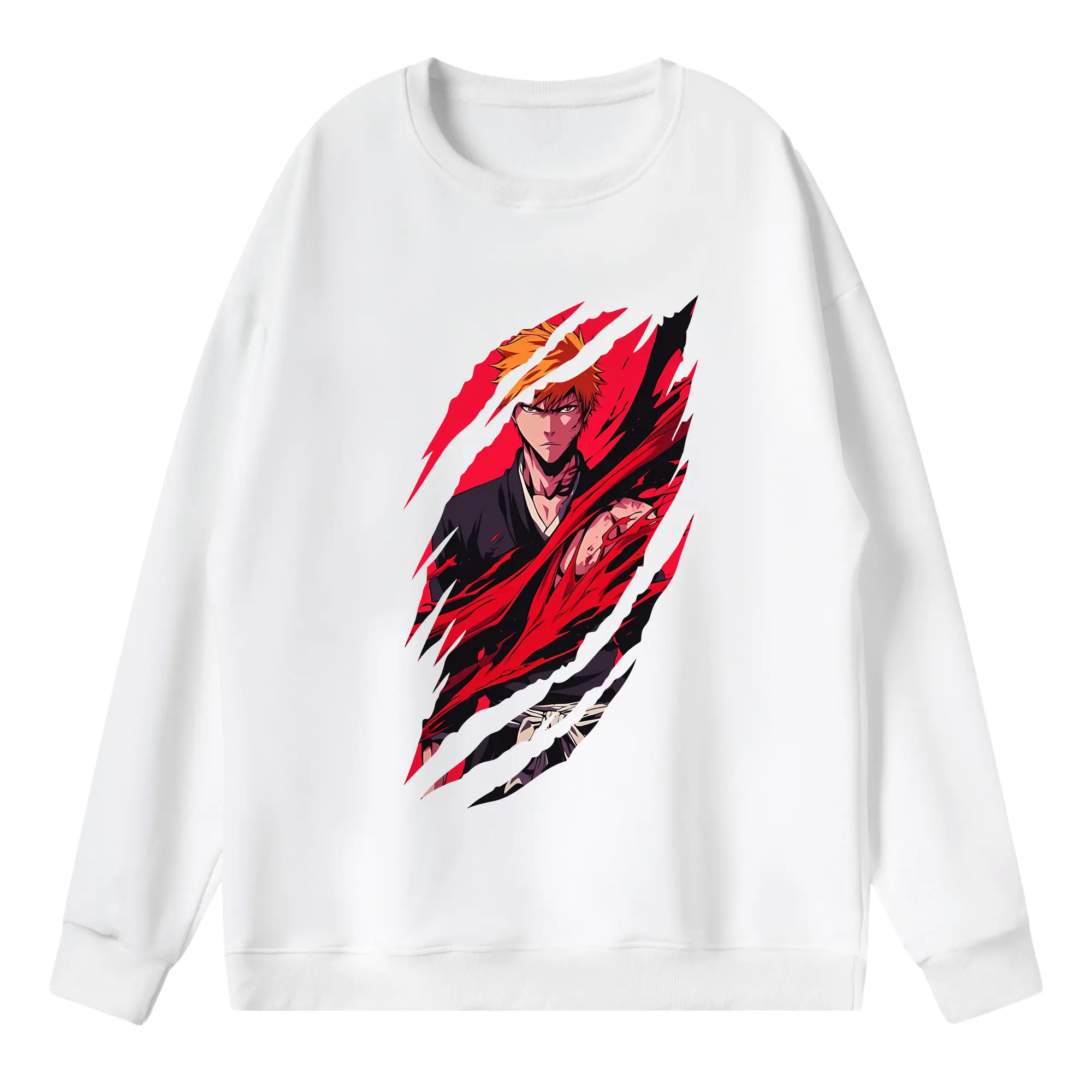 ブリーチ グッズ 黒崎 一護 - 薄手 クルーネック スウェット 裏毛260g · ポリエステル 春秋向け カジュアル 男女兼用 · トレーナー デイリー スポーツ 散歩に最適