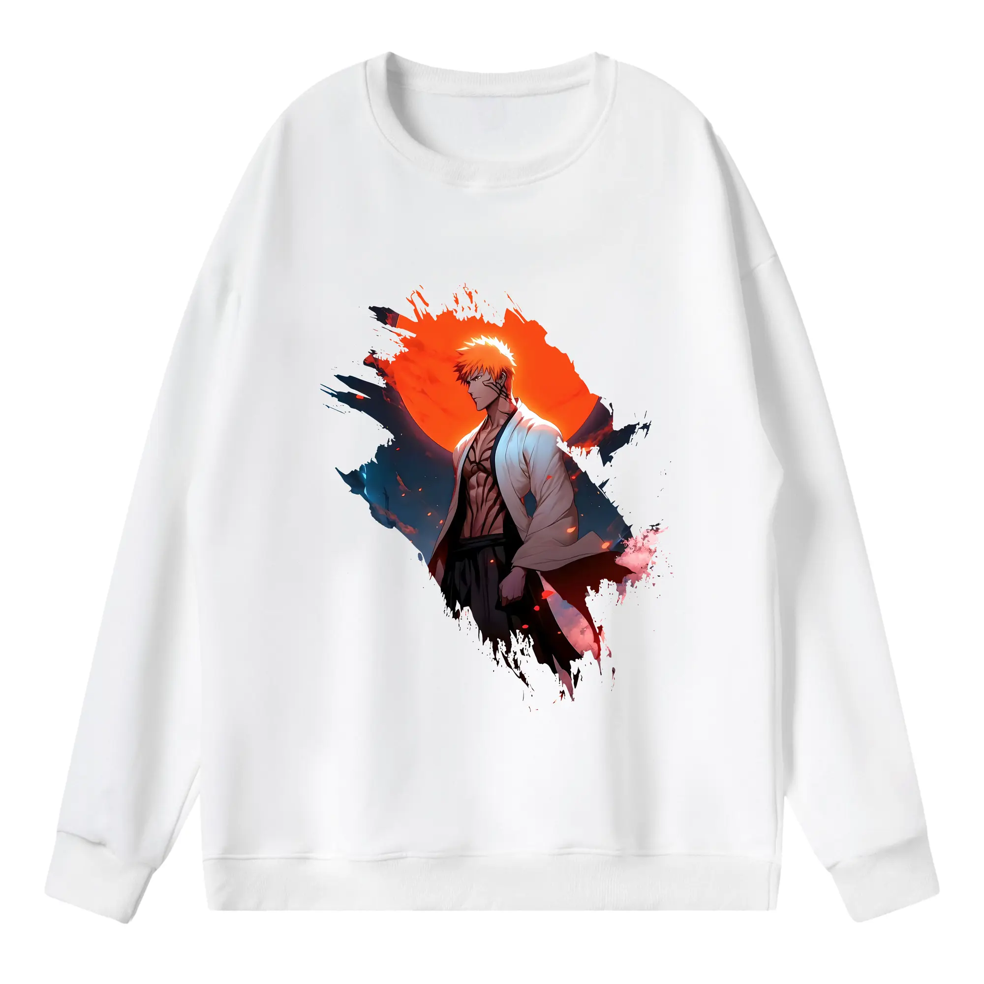 ブリーチ グッズ 黒崎 一護 - 薄手 クルーネック スウェット 裏毛260g · ポリエステル 春秋向け カジュアル 男女兼用 · トレーナー デイリー スポーツ 散歩に最適