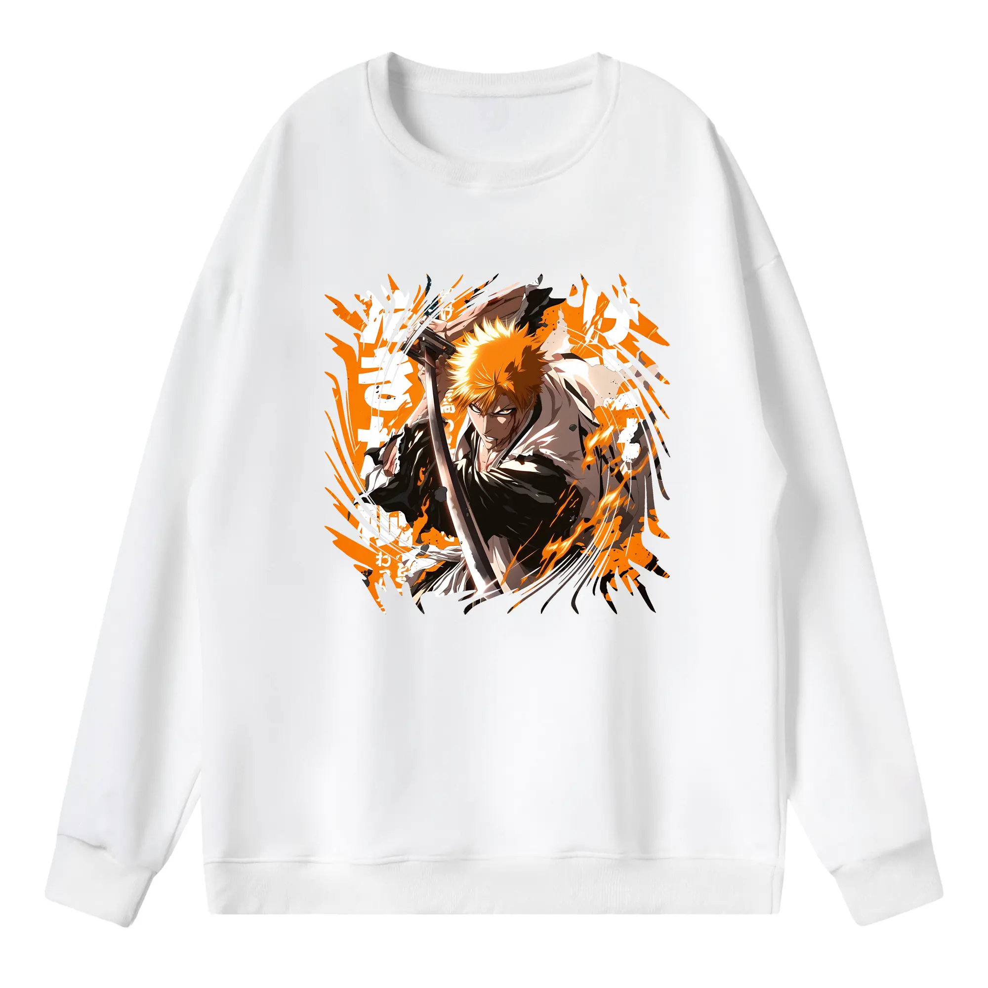 ブリーチ グッズ 黒崎 一護 - 薄手 クルーネック スウェット 裏毛260g · ポリエステル 春秋向け カジュアル 男女兼用 · トレーナー デイリー スポーツ 散歩に最適