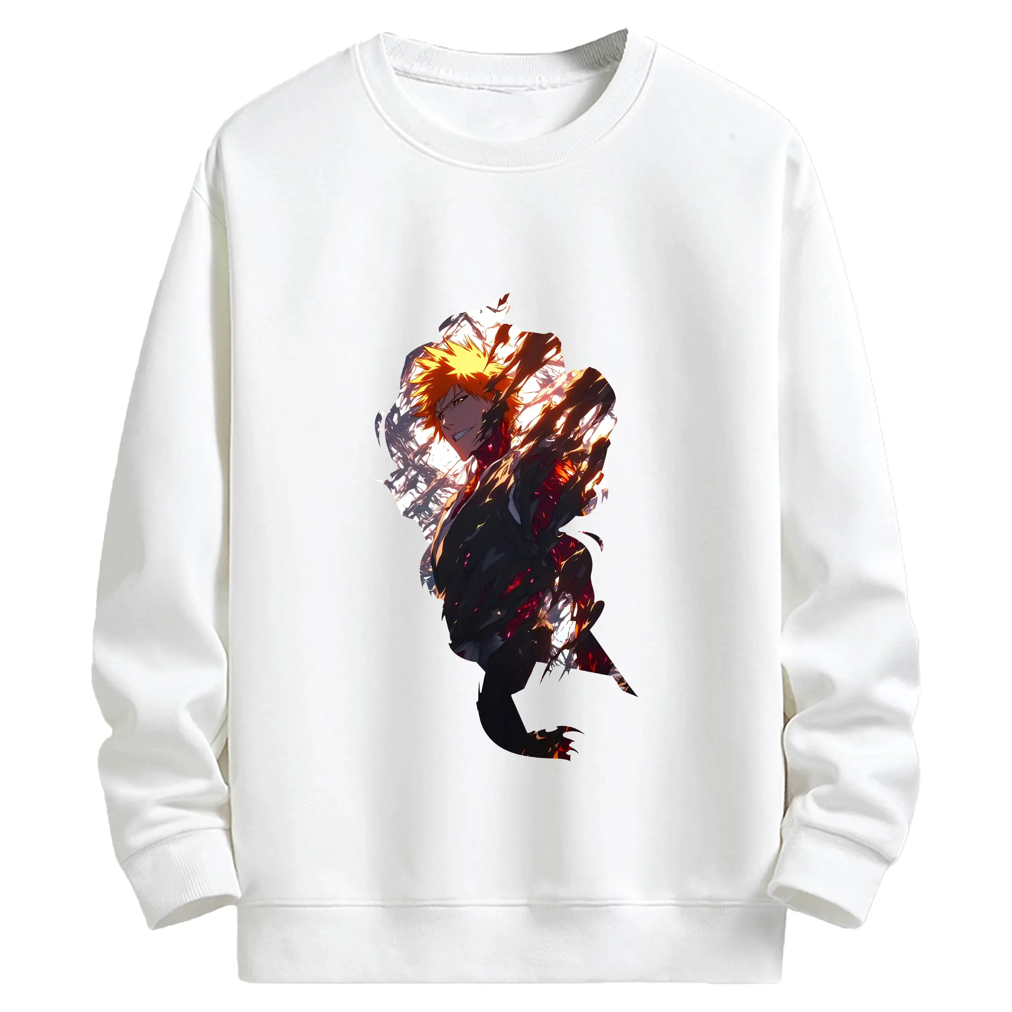 ブリーチ グッズ 黒崎 一護 - キッズ クルーネックスウェットシャツ ・ フロントプリント ・ 綿80％ ポリエステル20％ ・ 快適 通学 スポーツ 日常使い お散歩用