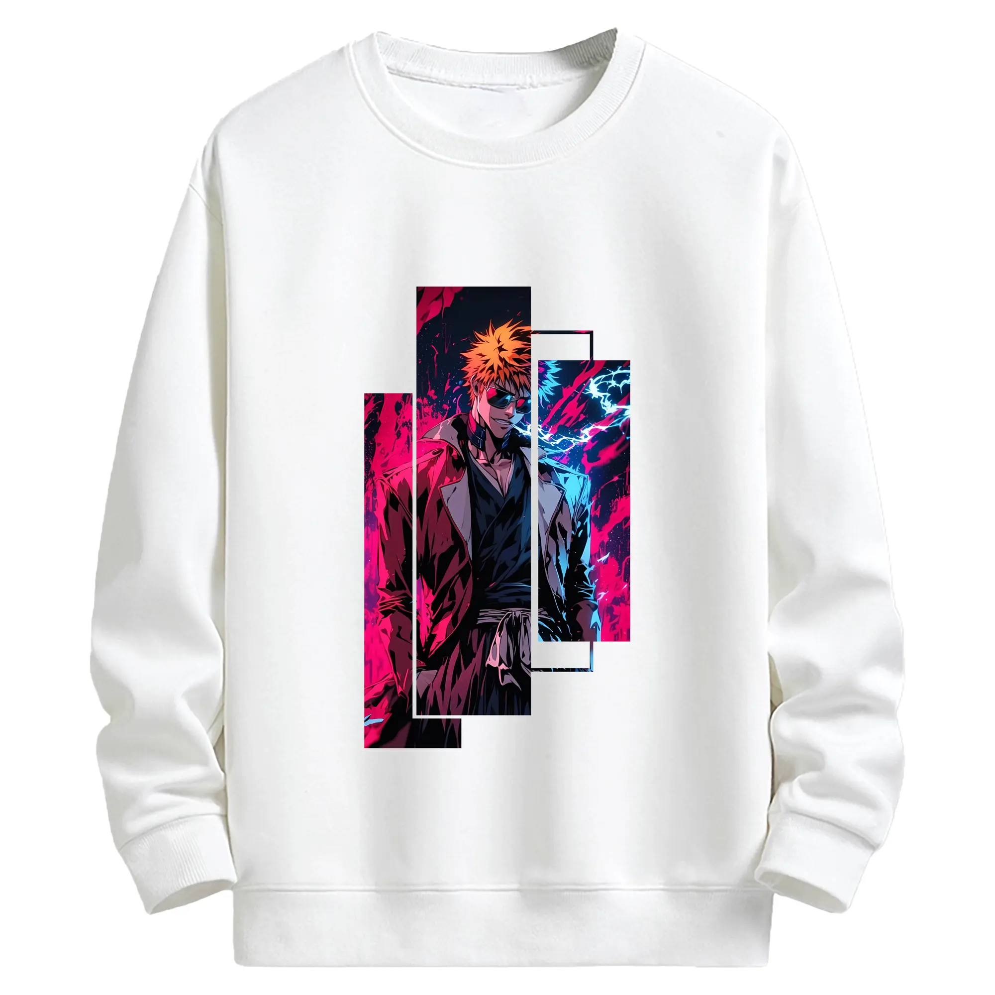 ブリーチ グッズ 黒崎 一護 - キッズ クルーネックスウェットシャツ ・ フロントプリント ・ 綿80％ ポリエステル20％ ・ 快適 通学 スポーツ 日常使い お散歩用