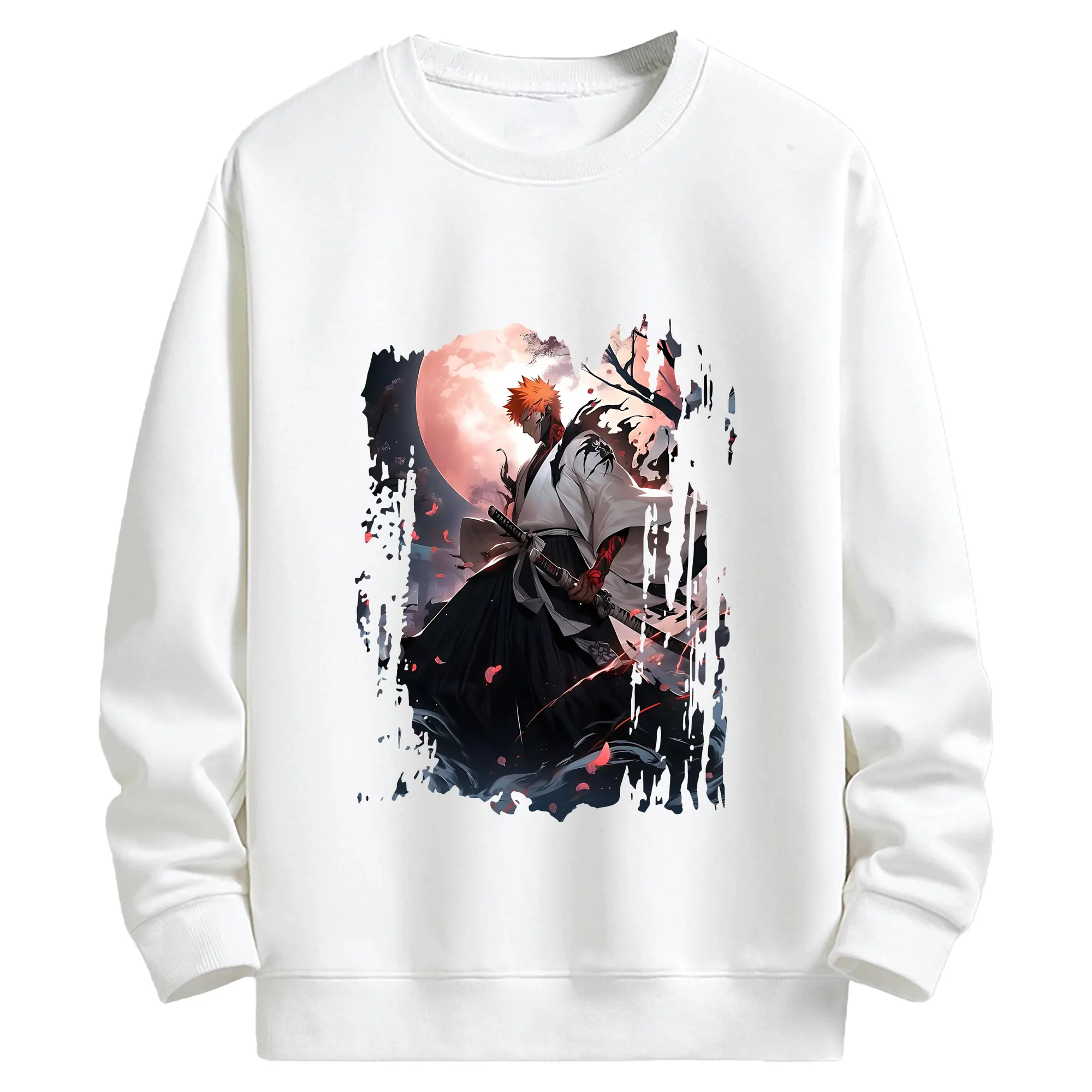 ブリーチ グッズ 黒崎 一護 - キッズ クルーネックスウェットシャツ ・ フロントプリント ・ 綿80％ ポリエステル20％ ・ 快適 通学 スポーツ 日常使い お散歩用