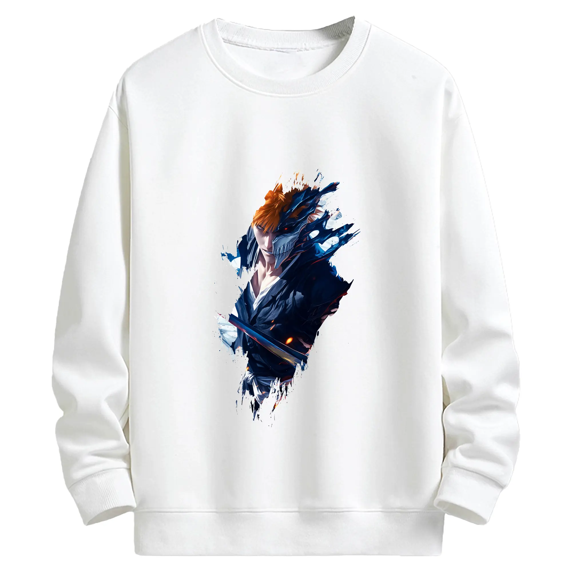 ブリーチ グッズ 黒崎 一護 - キッズ クルーネックスウェットシャツ ・ フロントプリント ・ 綿80％ ポリエステル20％ ・ 快適 通学 スポーツ 日常使い お散歩用