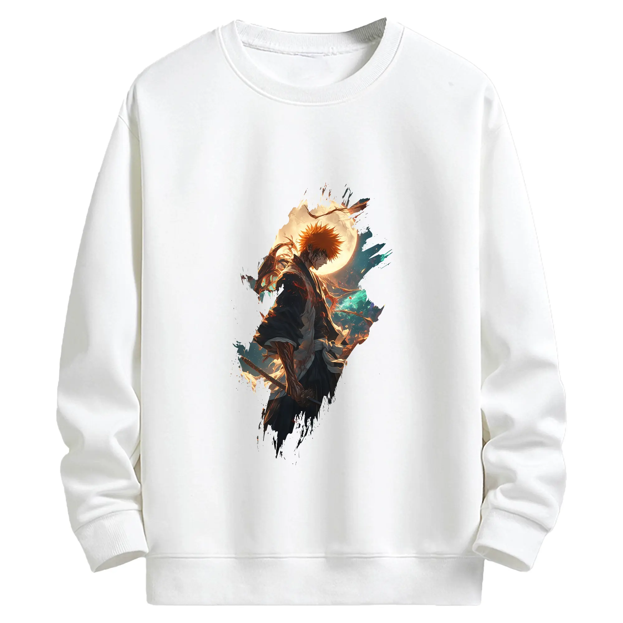 ブリーチ グッズ 黒崎 一護 - キッズ クルーネックスウェットシャツ ・ フロントプリント ・ 綿80％ ポリエステル20％ ・ 快適 通学 スポーツ 日常使い お散歩用