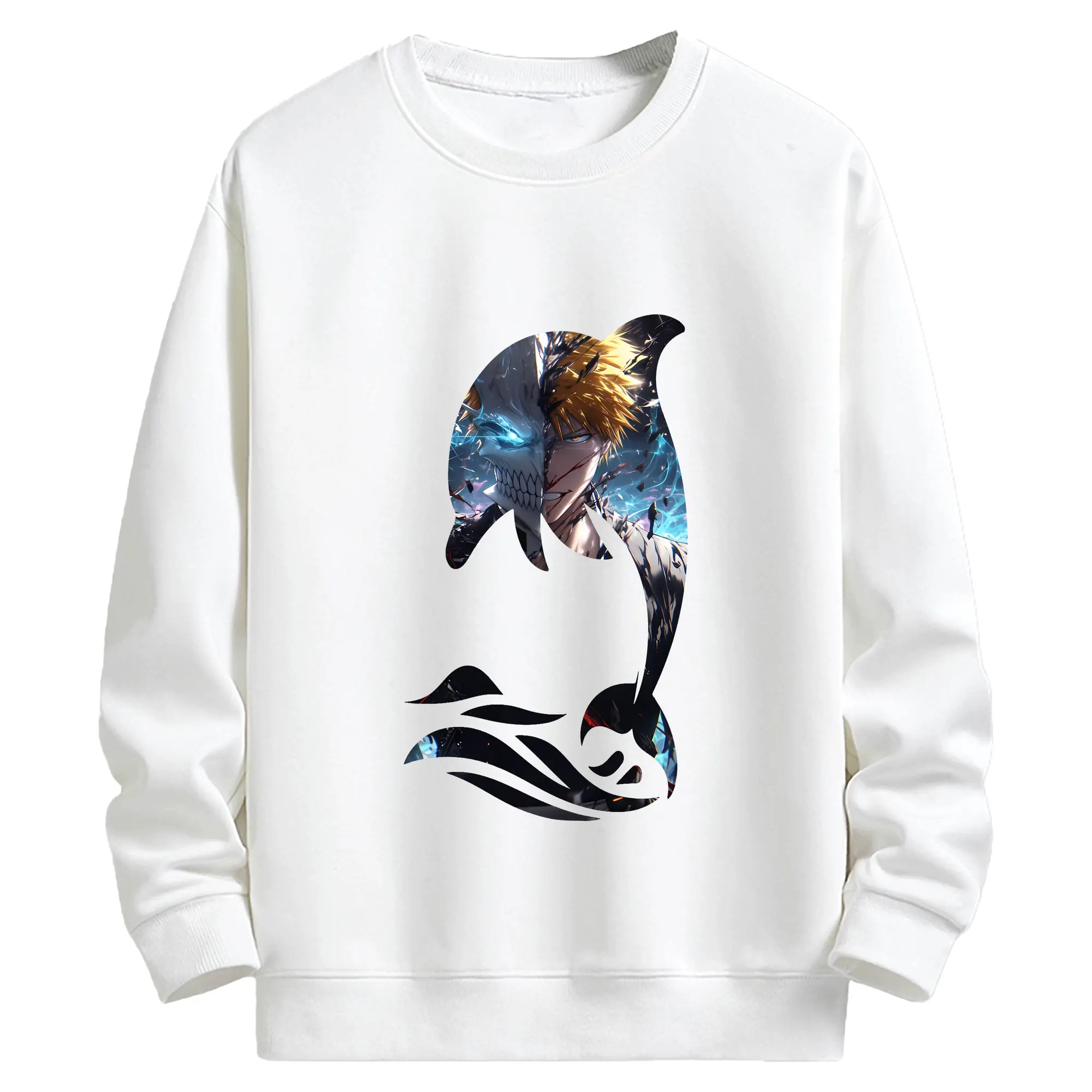 ブリーチ グッズ 黒崎 一護 - キッズ クルーネックスウェットシャツ ・ フロントプリント ・ 綿80％ ポリエステル20％ ・ 快適 通学 スポーツ 日常使い お散歩用