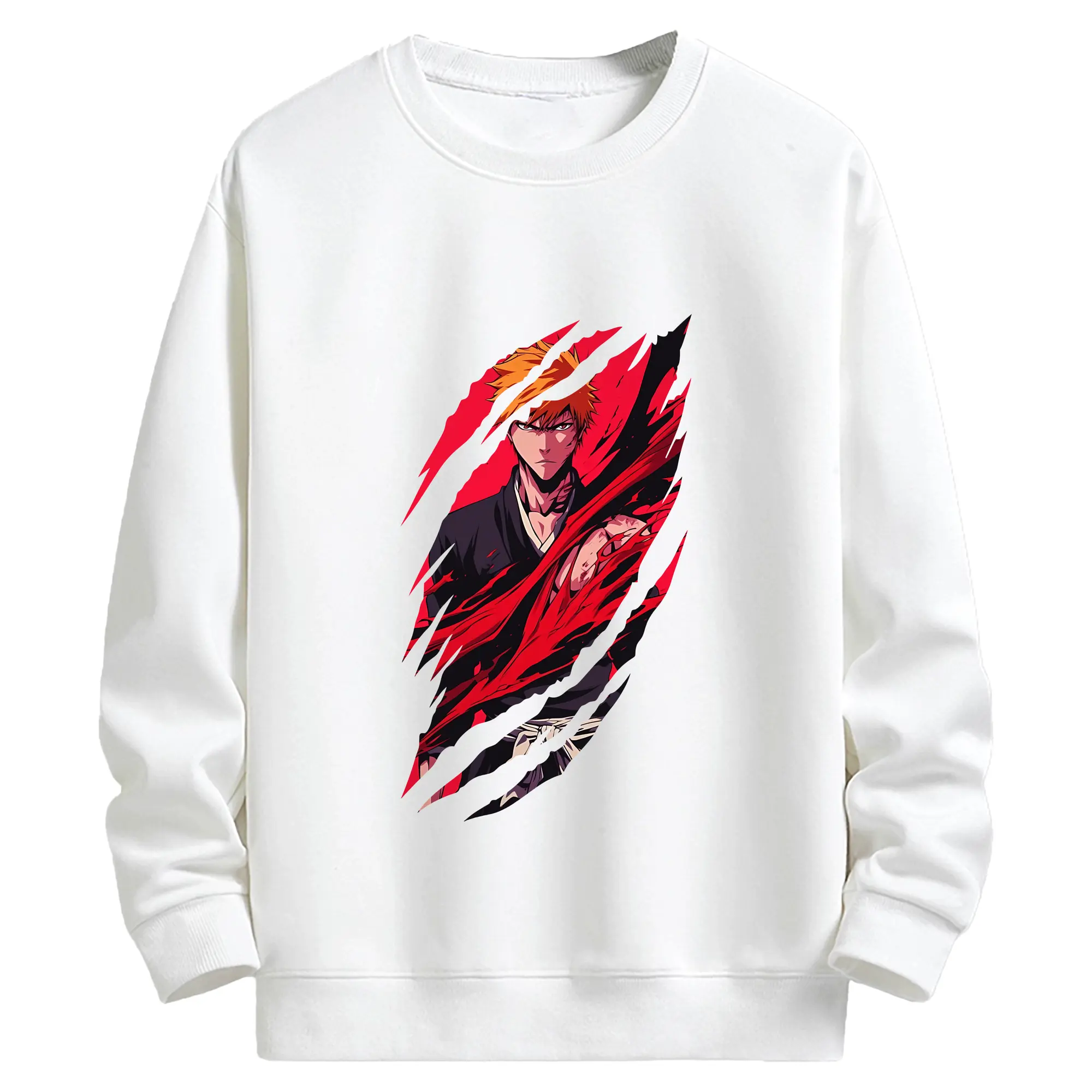 ブリーチ グッズ 黒崎 一護 - キッズ クルーネックスウェットシャツ ・ フロントプリント ・ 綿80％ ポリエステル20％ ・ 快適 通学 スポーツ 日常使い お散歩用