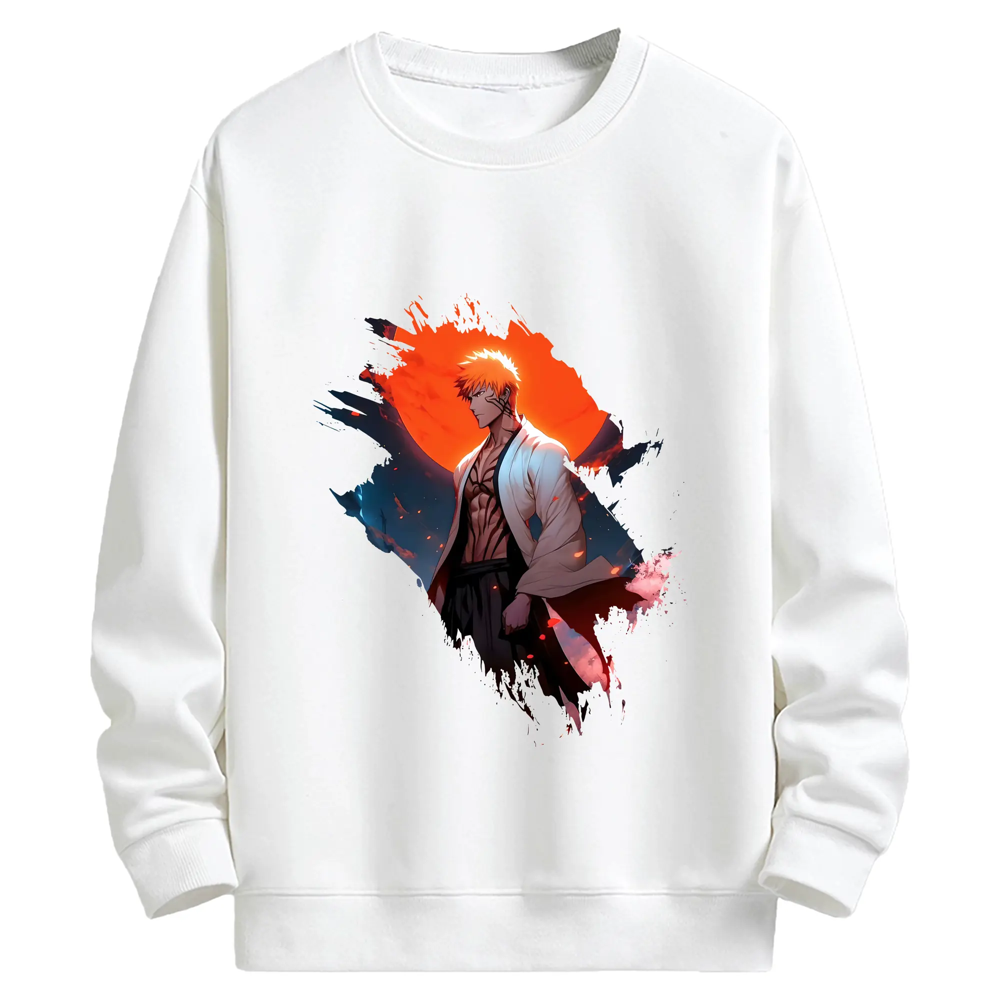 ブリーチ グッズ 黒崎 一護 - キッズ クルーネックスウェットシャツ ・ フロントプリント ・ 綿80％ ポリエステル20％ ・ 快適 通学 スポーツ 日常使い お散歩用