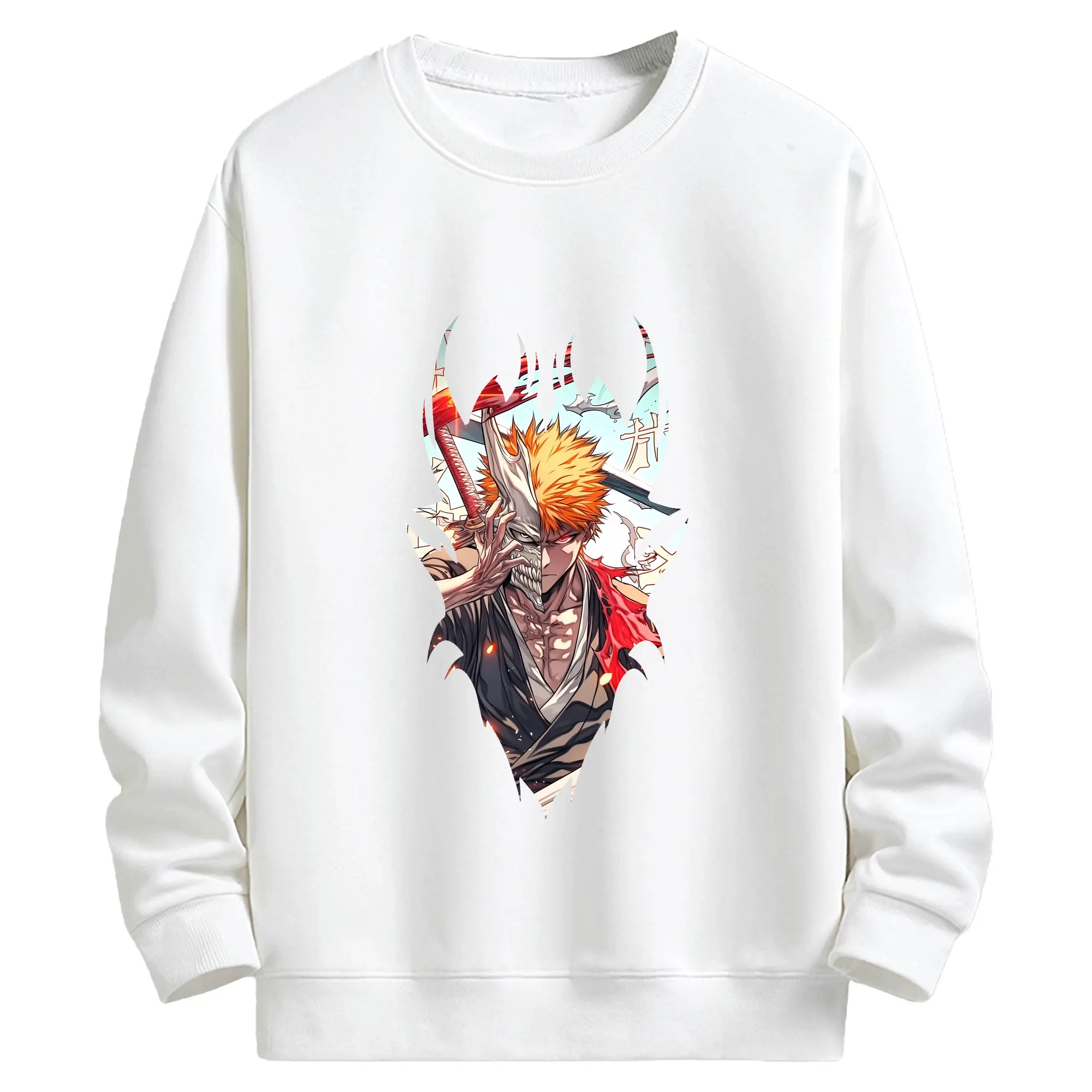 ブリーチ グッズ 黒崎 一護 - キッズ クルーネックスウェットシャツ ・ フロントプリント ・ 綿80％ ポリエステル20％ ・ 快適 通学 スポーツ 日常使い お散歩用