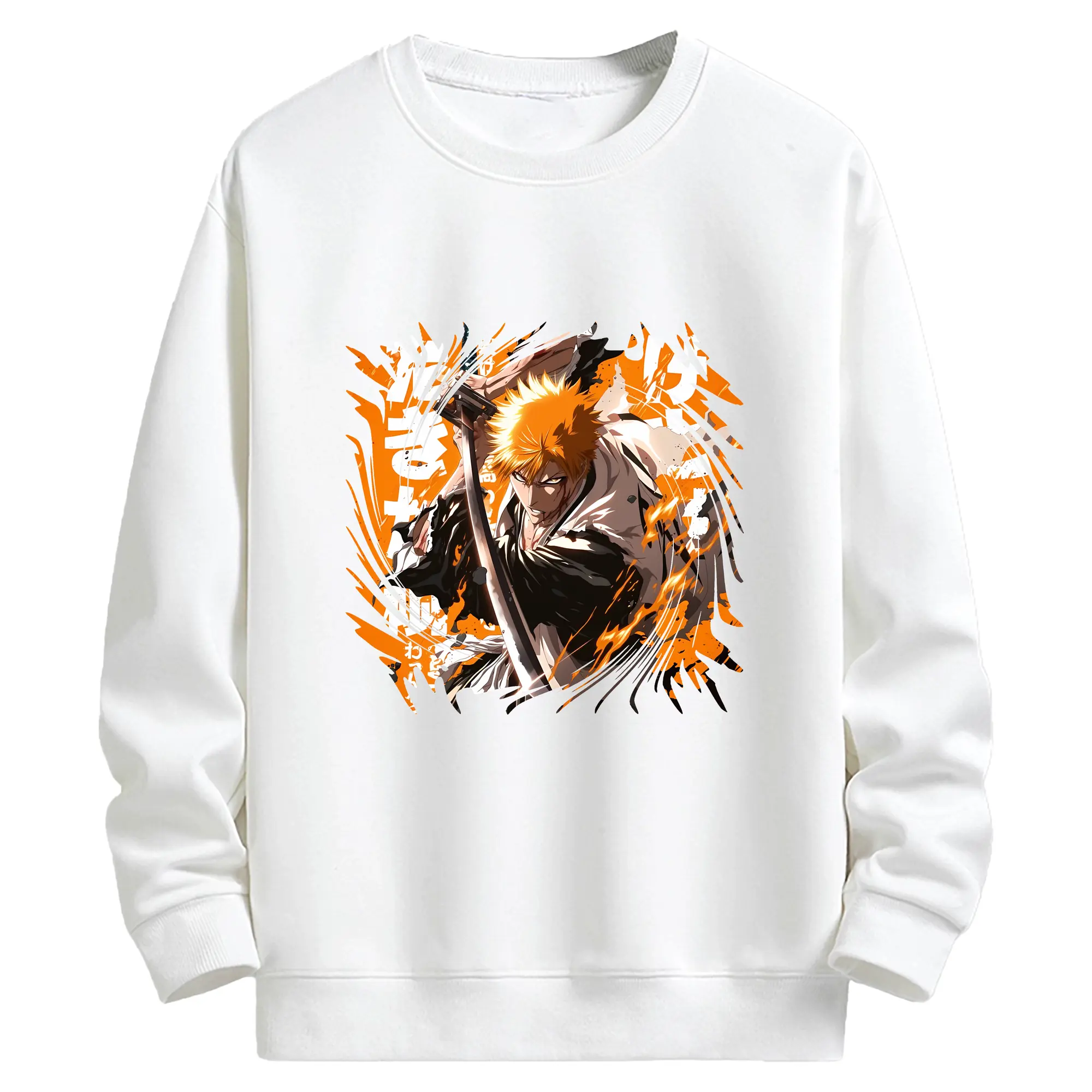 ブリーチ グッズ 黒崎 一護 - キッズ クルーネックスウェットシャツ ・ フロントプリント ・ 綿80％ ポリエステル20％ ・ 快適 通学 スポーツ 日常使い お散歩用