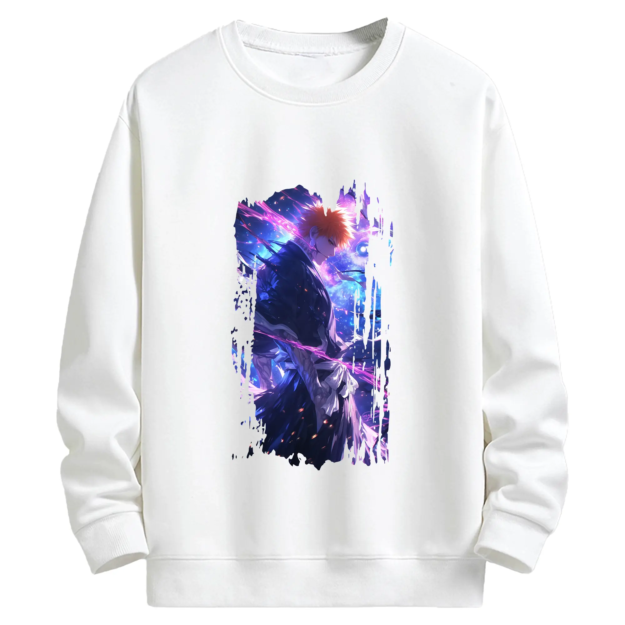 ブリーチ グッズ 黒崎 一護 - キッズ クルーネックスウェットシャツ ・ フロントプリント ・ 綿80％ ポリエステル20％ ・ 快適 通学 スポーツ 日常使い お散歩用