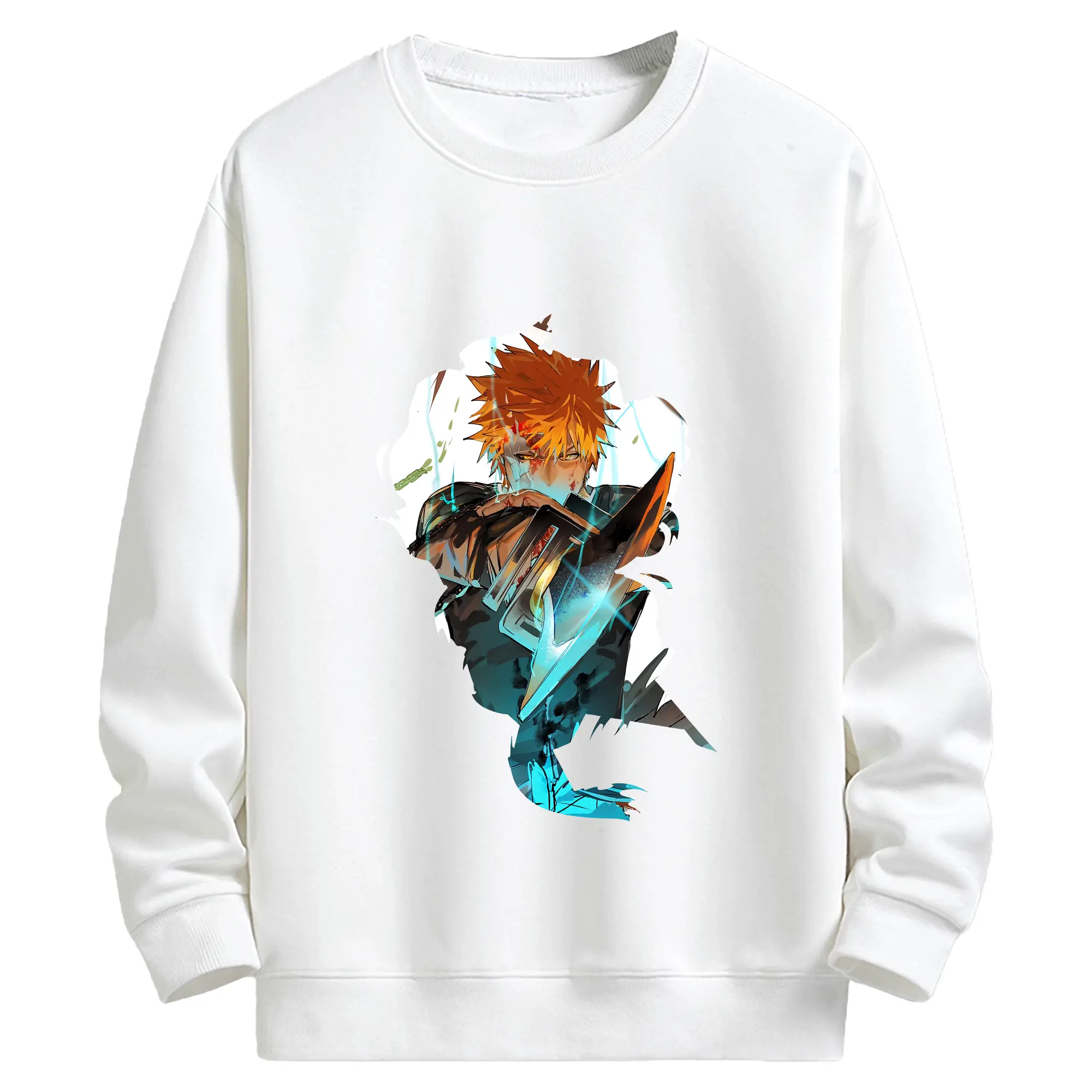 ブリーチ グッズ 黒崎 一護 - キッズ クルーネックスウェットシャツ ・ フロントプリント ・ 綿80％ ポリエステル20％ ・ 快適 通学 スポーツ 日常使い お散歩用