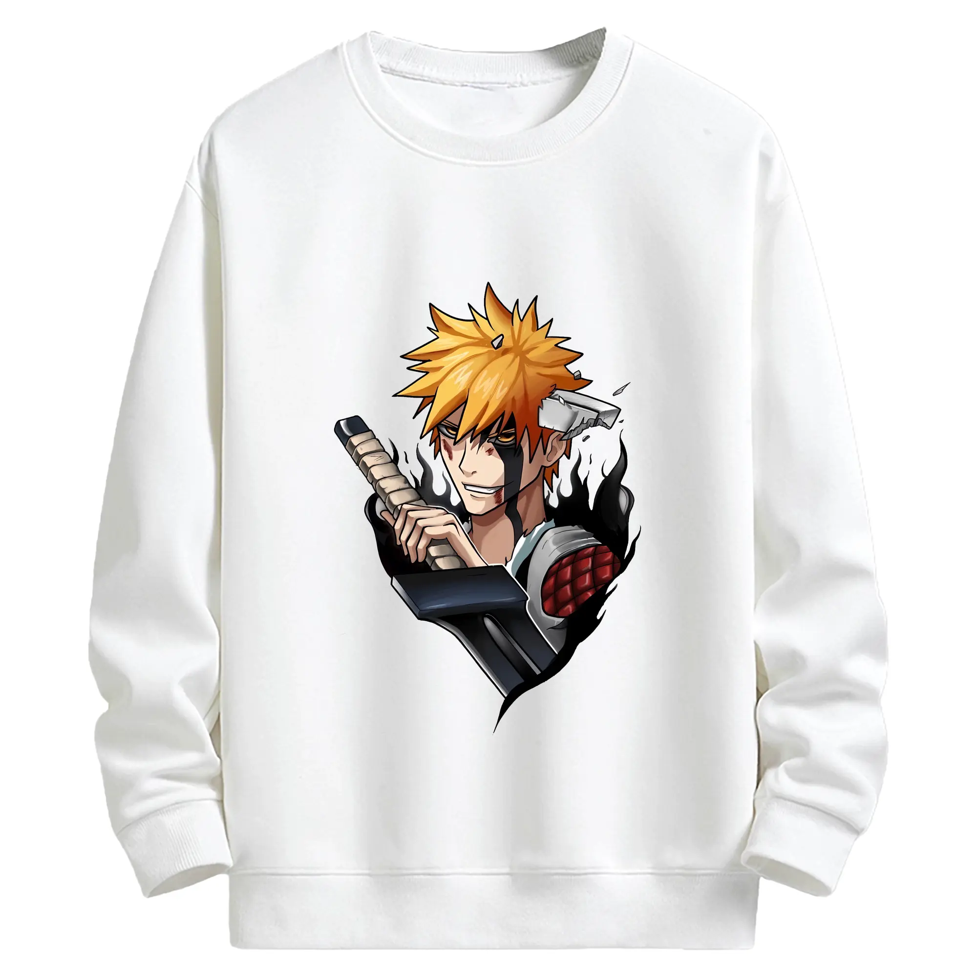 ブリーチ グッズ 黒崎 一護 - キッズ クルーネックスウェットシャツ ・ フロントプリント ・ 綿80％ ポリエステル20％ ・ 快適 通学 スポーツ 日常使い お散歩用