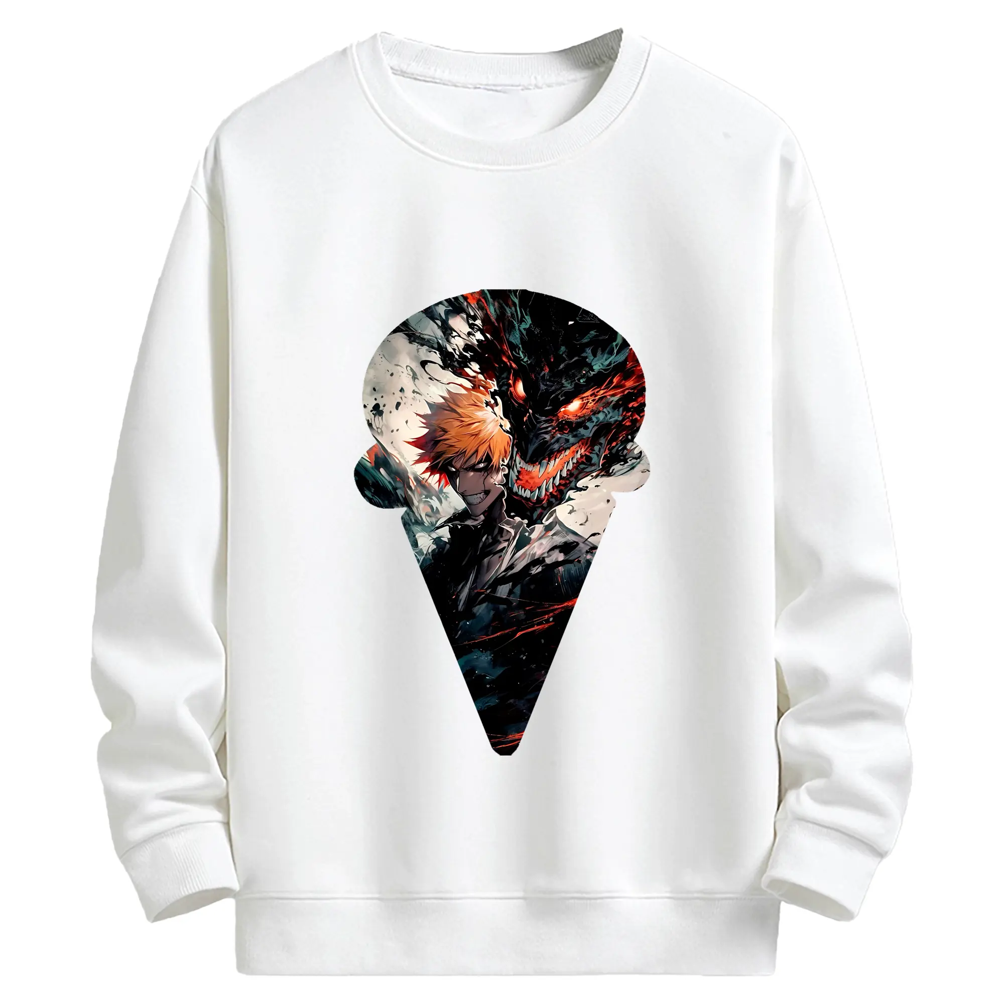 ブリーチ グッズ 黒崎 一護 - キッズ クルーネックスウェットシャツ ・ フロントプリント ・ 綿80％ ポリエステル20％ ・ 快適 通学 スポーツ 日常使い お散歩用