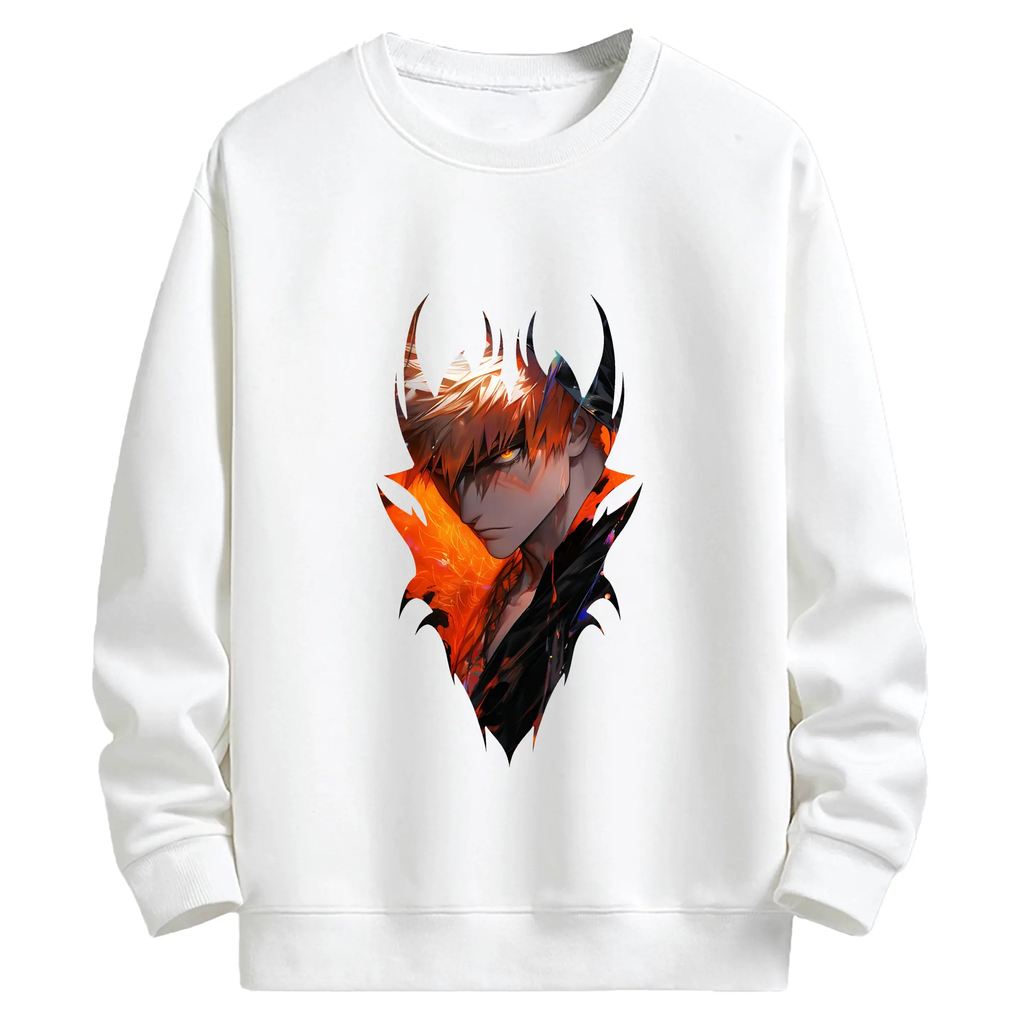 ブリーチ グッズ 黒崎 一護 - キッズ クルーネックスウェットシャツ ・ フロントプリント ・ 綿80％ ポリエステル20％ ・ 快適 通学 スポーツ 日常使い お散歩用