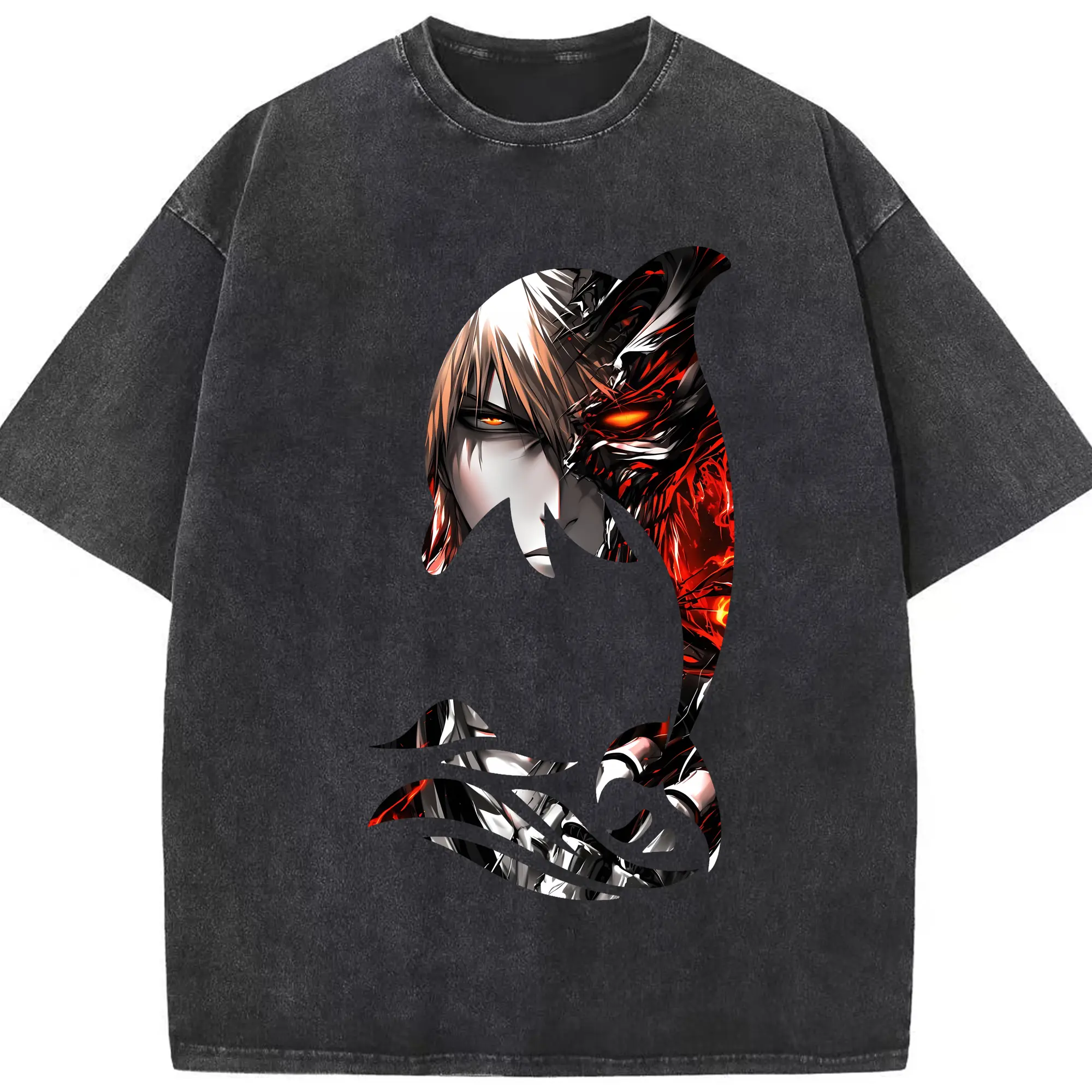 ブリーチ グッズ 黒崎 一護 - 綿100％ ヴィンテージ風 半袖Tシャツ ・ フロントプリント ・ 柔らか肌触り ・ 通気性 快適 ・ スポーツ カジュアル 外出用