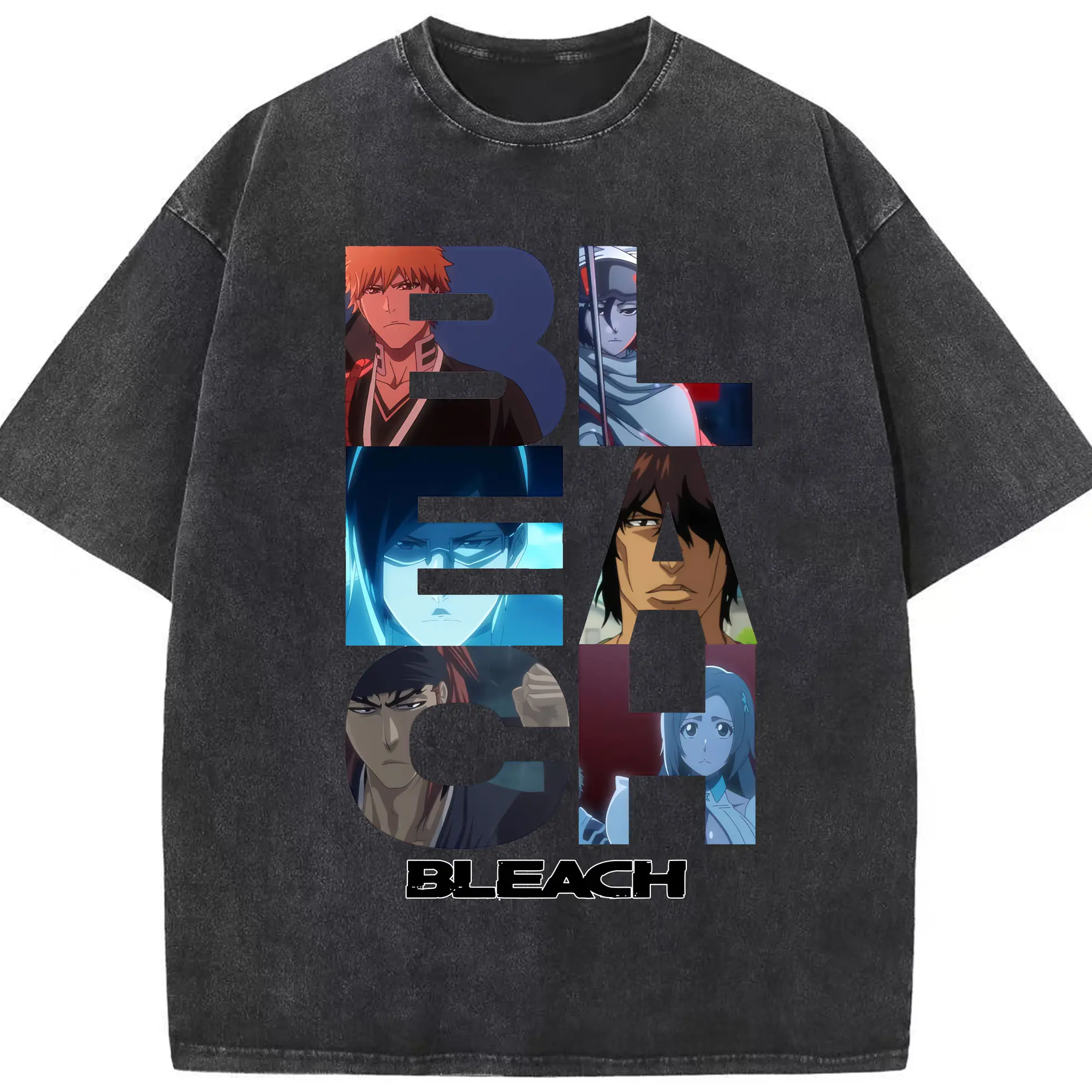 ブリーチ グッズ 黒崎 一護 - 綿100％ ヴィンテージ風 半袖Tシャツ ・ フロントプリント ・ 柔らか肌触り ・ 通気性 快適 ・ スポーツ カジュアル 外出用