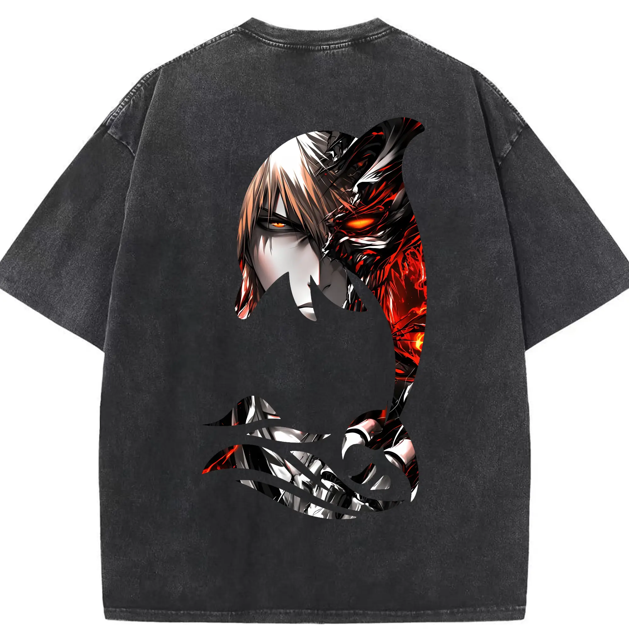 ブリーチ グッズ 黒崎 一護 - 綿100％ ヴィンテージ風 半袖Tシャツ ・ 背面プリント ・ 柔らか肌触り ・ 通気性 快適 ・ スポーツ カジュアル 外出用