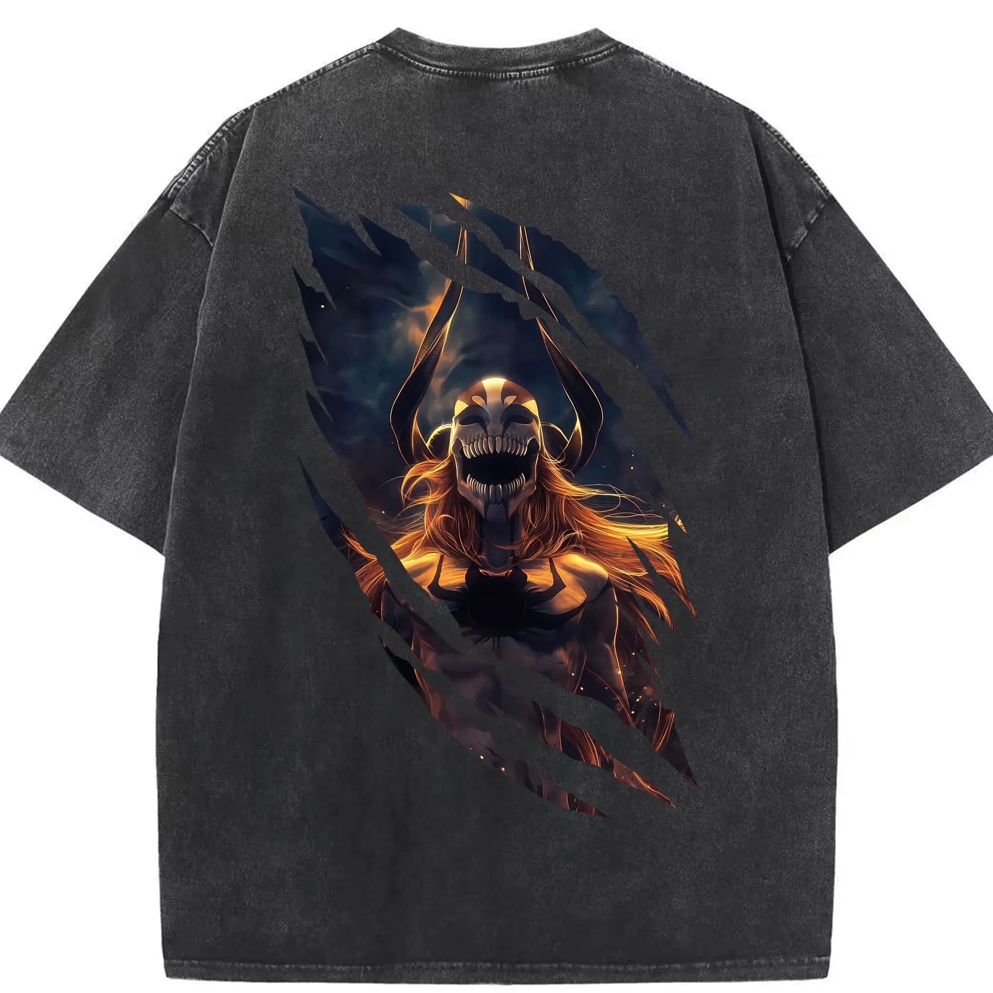 ブリーチ グッズ 黒崎 一護 - 綿100％ ヴィンテージ風 半袖Tシャツ ・ 背面プリント ・ 柔らか肌触り ・ 通気性 快適 ・ スポーツ カジュアル 外出用