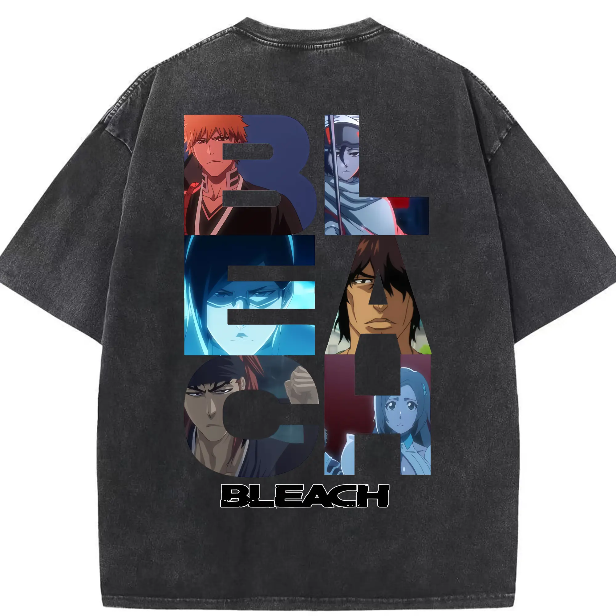 ブリーチ グッズ 黒崎 一護 - 綿100％ ヴィンテージ風 半袖Tシャツ ・ 背面プリント ・ 柔らか肌触り ・ 通気性 快適 ・ スポーツ カジュアル 外出用