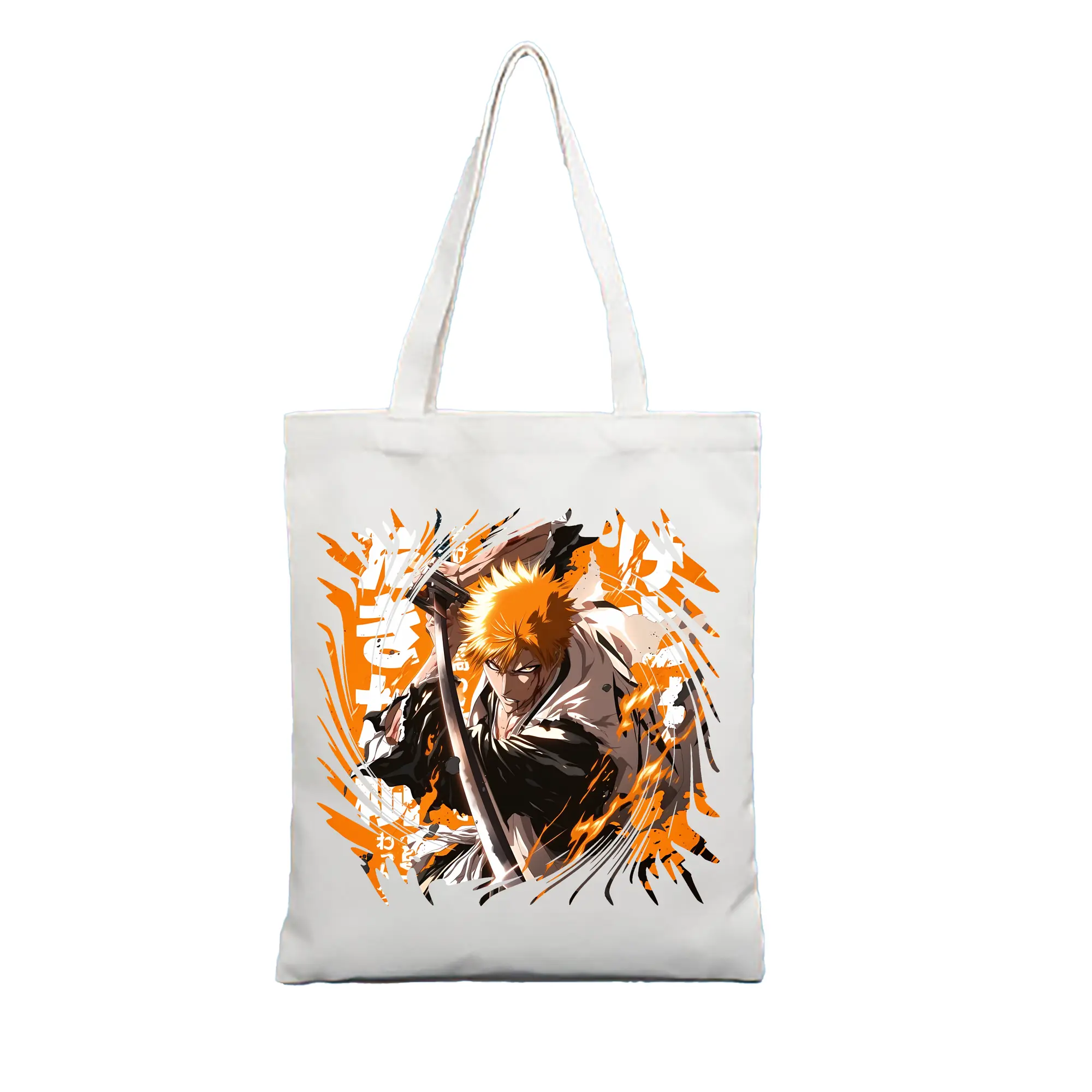 ブリーチ グッズ 黒崎 一護 - 縦型キャンバス手提げバッグ（トートバッグ） ・ キャンバス素材 ・ ショッピング用 ・ 軽量 丈夫 お手入れ簡単