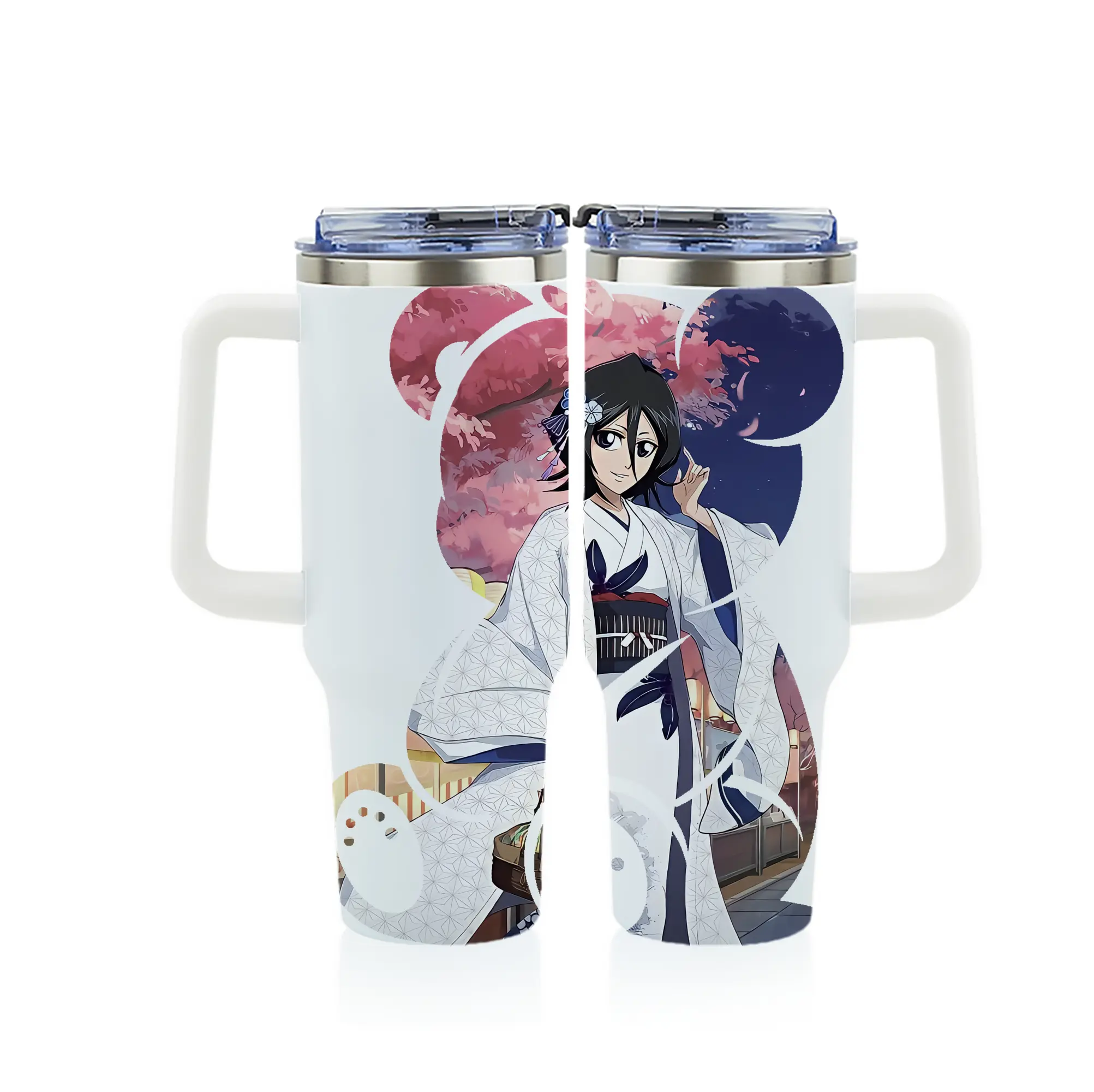 ブリーチ グッズ 朽木 ルキア - 1200mL フルプリント車用タンブラー ・ 304ステンレス 内側 ・ 201ステンレス 外側 ・ 保温 保冷 ・ 通勤 ドライブ アウトドア用