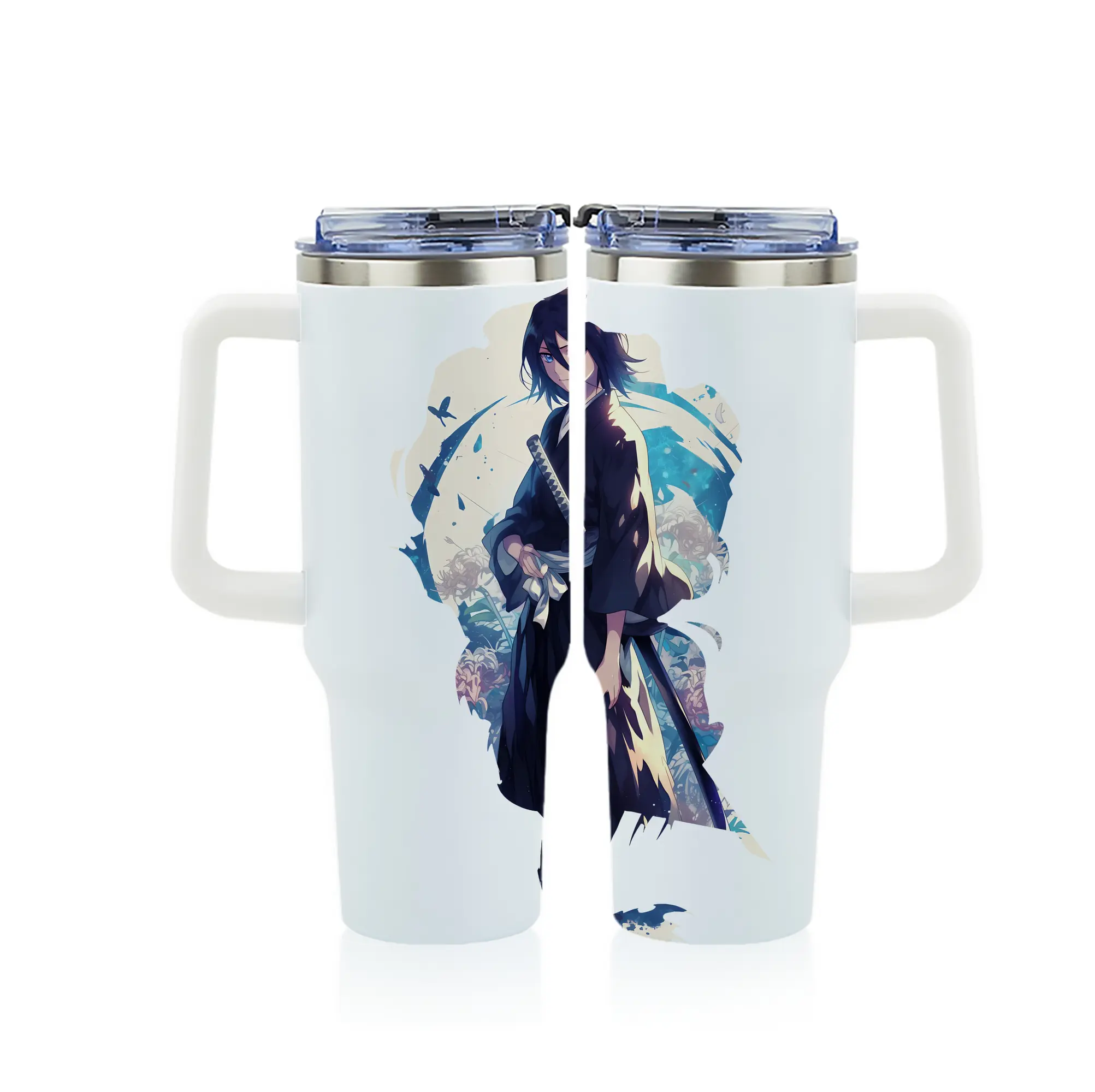 ブリーチ グッズ 朽木 ルキア - 1200mL フルプリント車用タンブラー ・ 304ステンレス 内側 ・ 201ステンレス 外側 ・ 保温 保冷 ・ 通勤 ドライブ アウトドア用