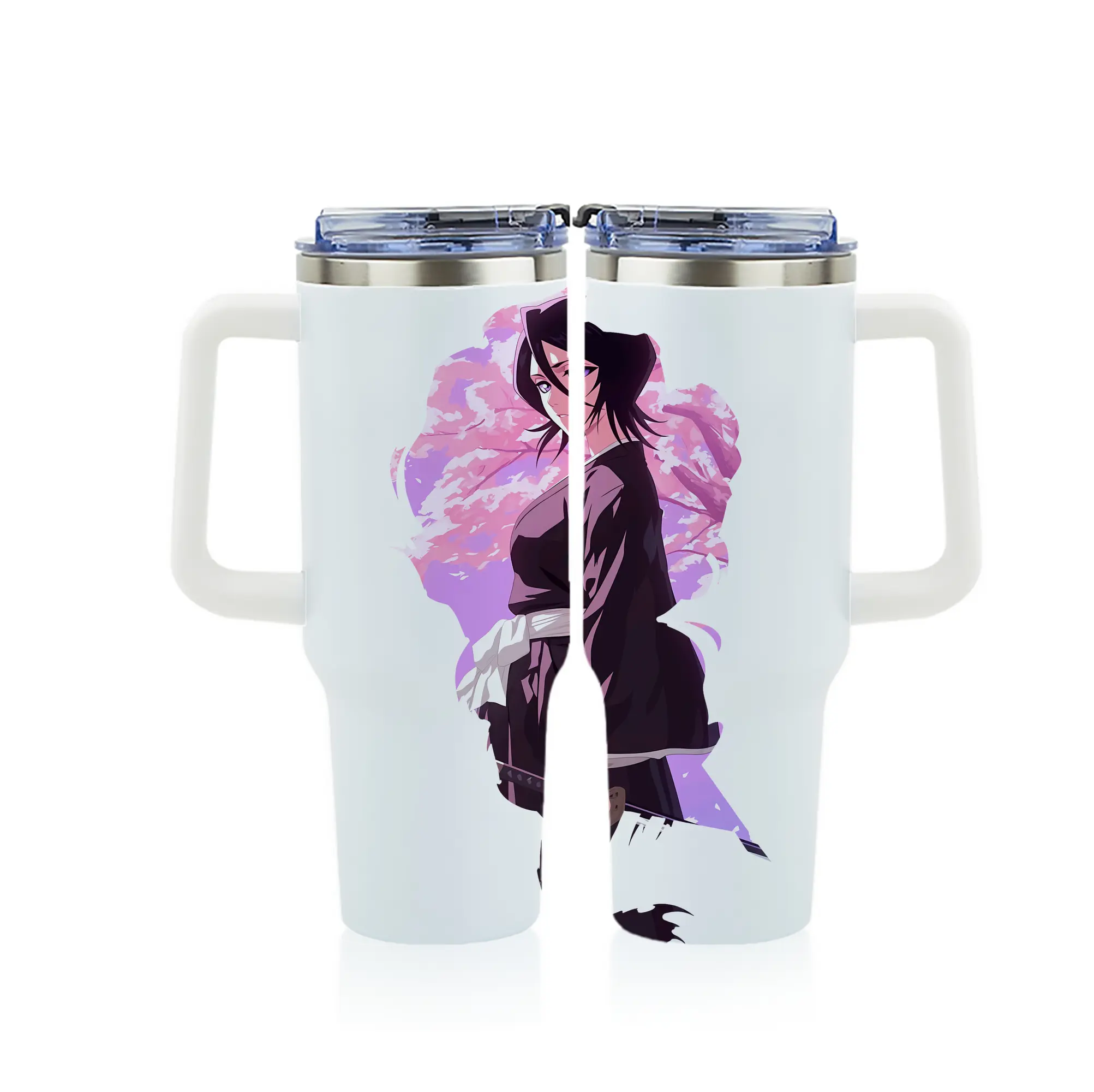 ブリーチ グッズ 朽木 ルキア - 1200mL フルプリント車用タンブラー ・ 304ステンレス 内側 ・ 201ステンレス 外側 ・ 保温 保冷 ・ 通勤 ドライブ アウトドア用