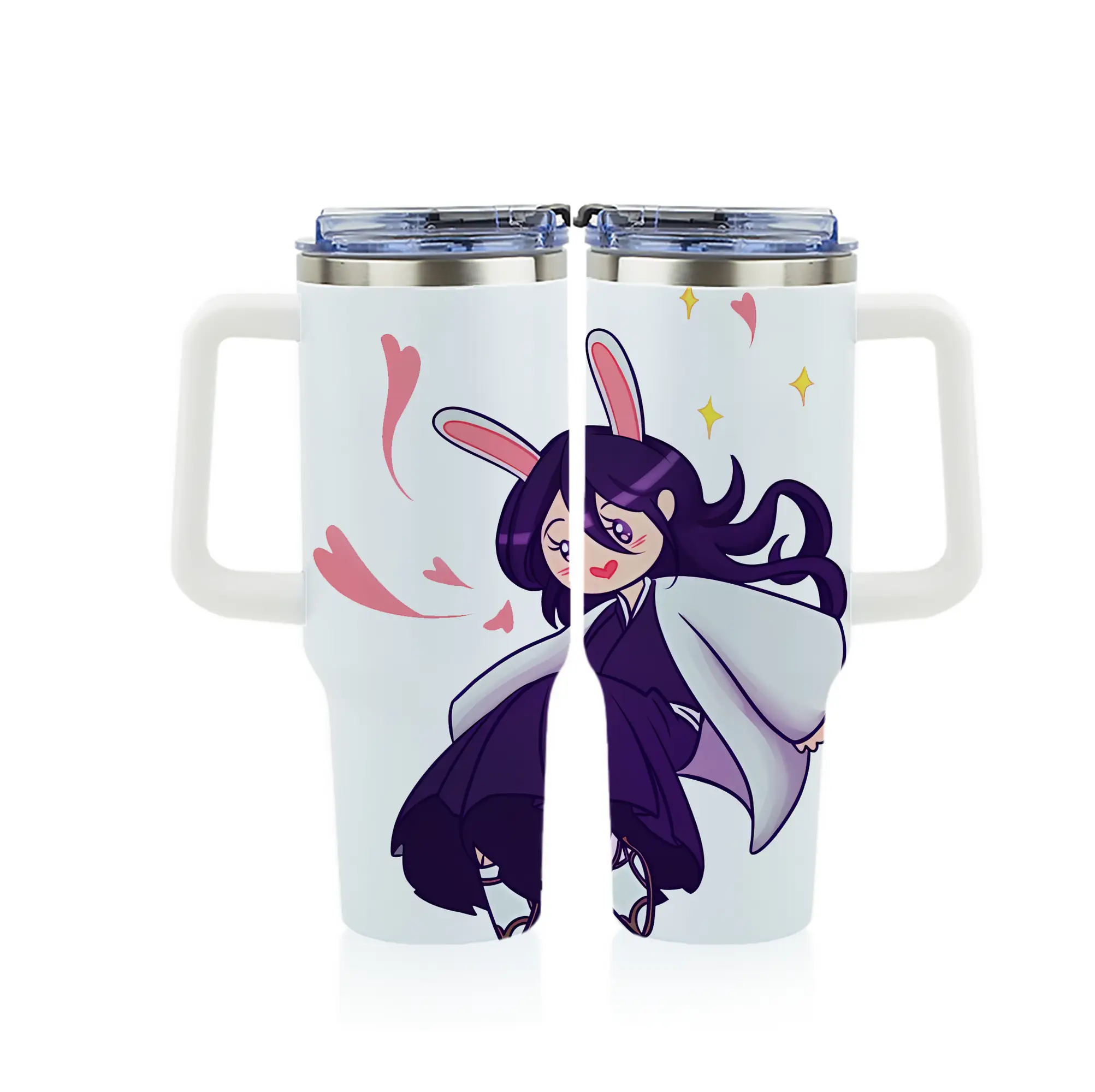 ブリーチ グッズ 朽木 ルキア - 1200mL フルプリント車用タンブラー ・ 304ステンレス 内側 ・ 201ステンレス 外側 ・ 保温 保冷 ・ 通勤 ドライブ アウトドア用