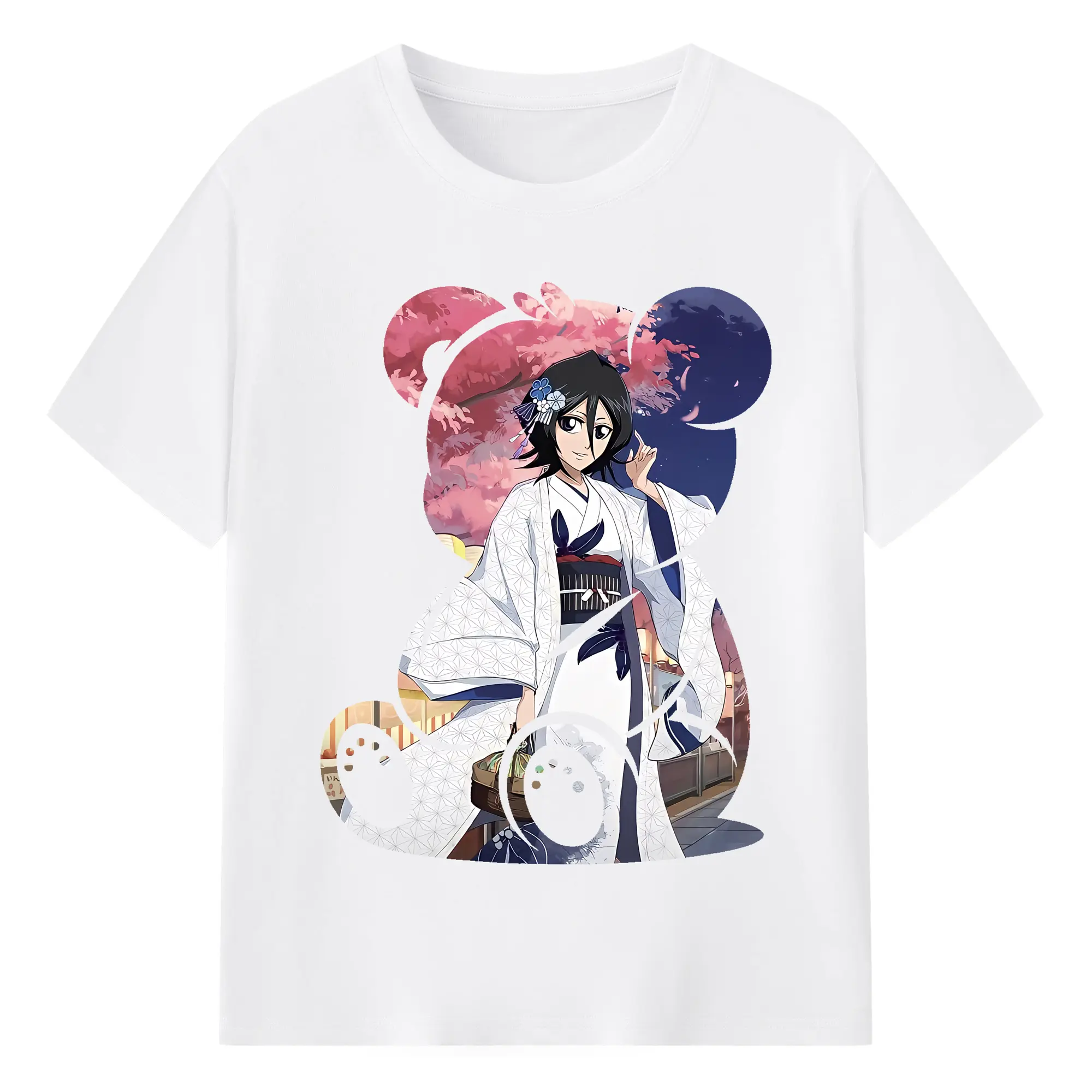 ブリーチ グッズ 朽木 ルキア - 綿100％ 半袖Tシャツ ・ フロントプリント ・ 快適 通気性 ・ 日常使い 散歩 スポーツ用