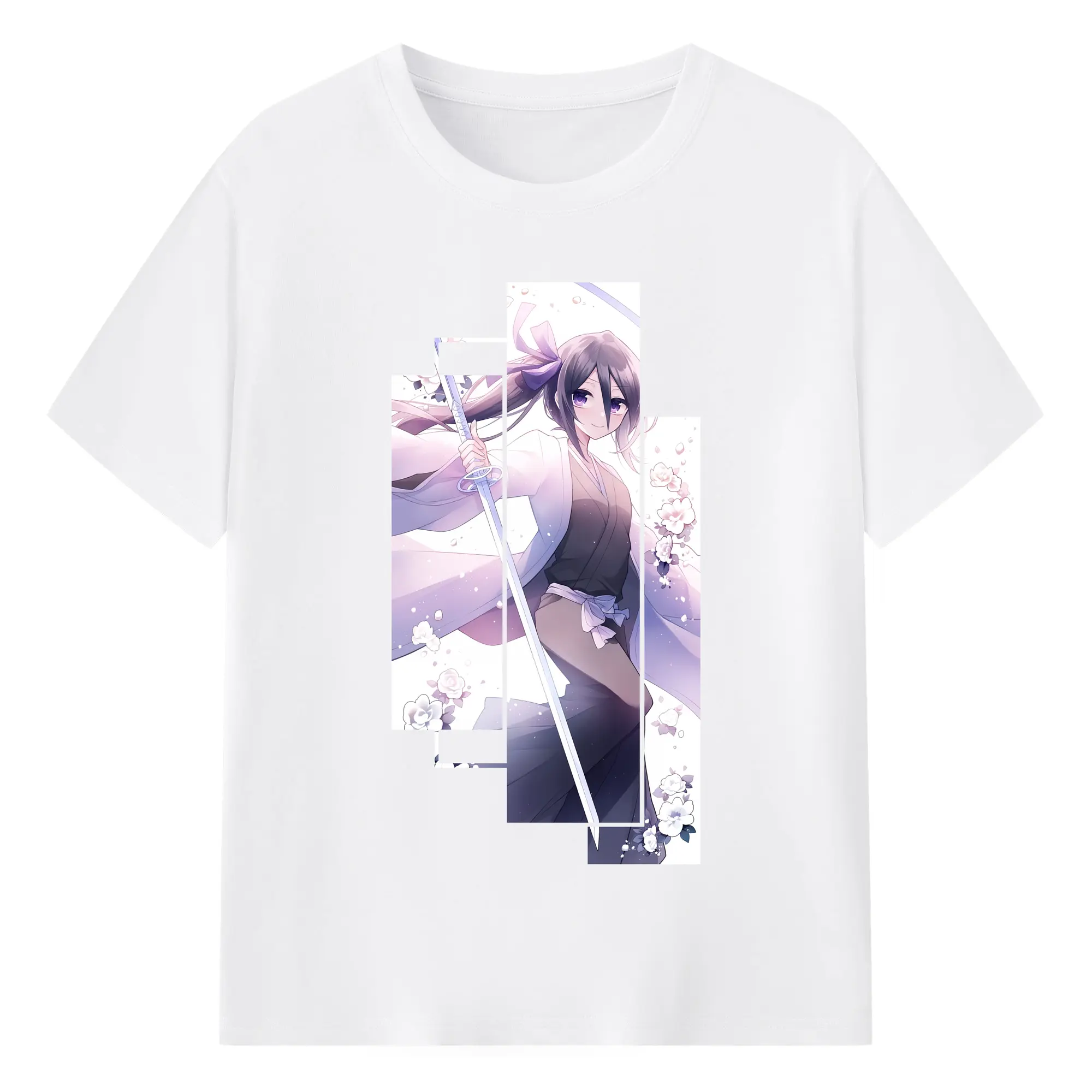 ブリーチ グッズ 朽木 ルキア - 綿100％ 半袖Tシャツ ・ フロントプリント ・ 快適 通気性 ・ 日常使い 散歩 スポーツ用