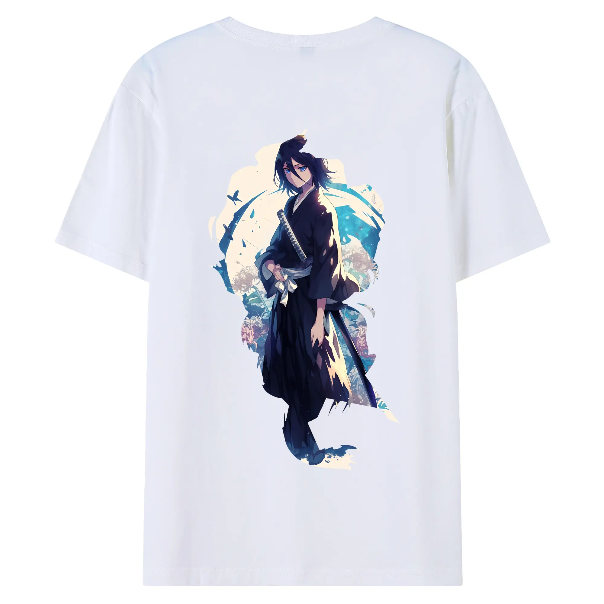 ブリーチ グッズ 朽木 ルキア - 綿100％ 半袖Tシャツ ・ バックプリント ・ 快適 通気性 ・ 日常使い 散歩 スポーツ用