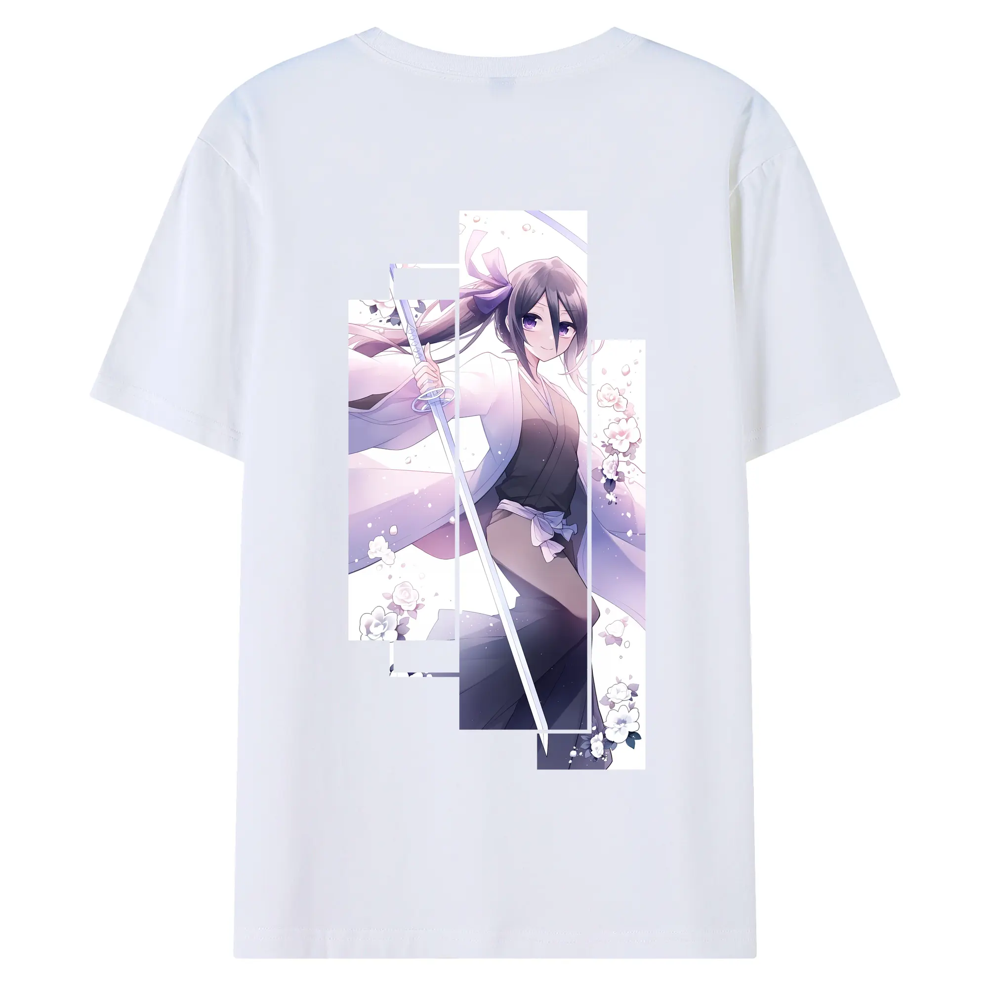 ブリーチ グッズ 朽木 ルキア - 綿100％ 半袖Tシャツ ・ バックプリント ・ 快適 通気性 ・ 日常使い 散歩 スポーツ用