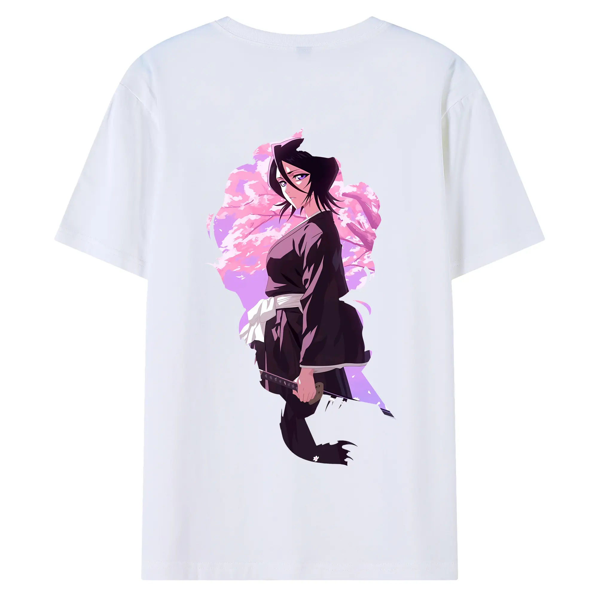 ブリーチ グッズ 朽木 ルキア - 綿100％ 半袖Tシャツ ・ バックプリント ・ 快適 通気性 ・ 日常使い 散歩 スポーツ用