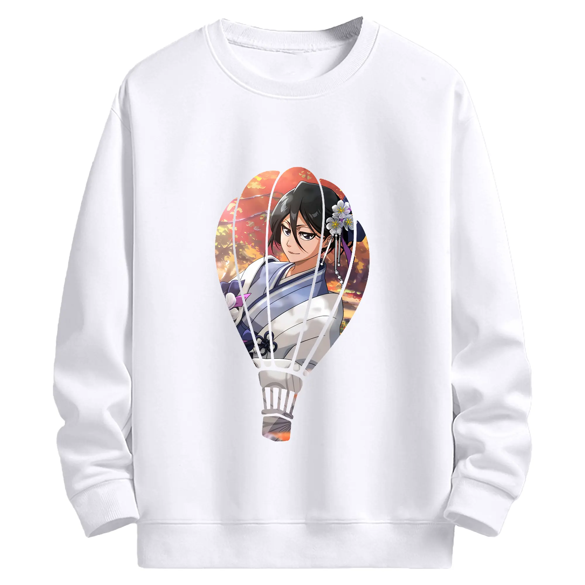 ブリーチ グッズ 朽木 ルキア - 高品質 クルーネック スウェット ・ コットン59％ ポリエステル41％ ・ ユニセックス 長袖 トレーナー ・ カジュアル デイリー スポーツ 散歩用