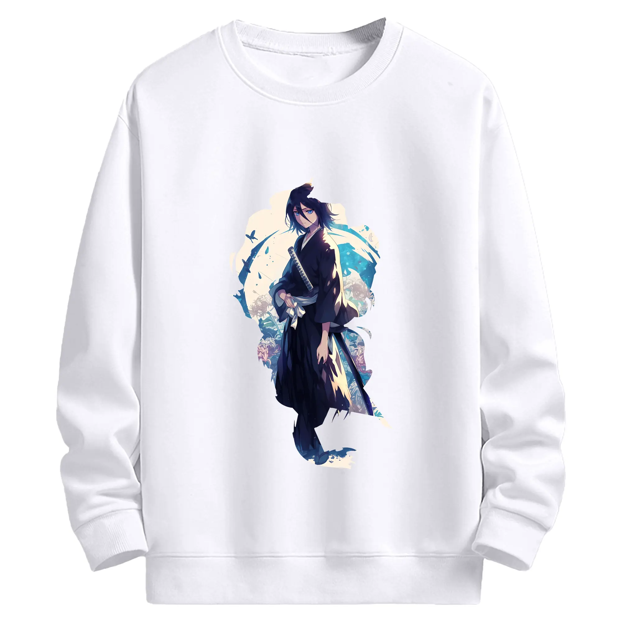 ブリーチ グッズ 朽木 ルキア - 高品質 クルーネック スウェット ・ コットン59％ ポリエステル41％ ・ ユニセックス 長袖 トレーナー ・ カジュアル デイリー スポーツ 散歩用