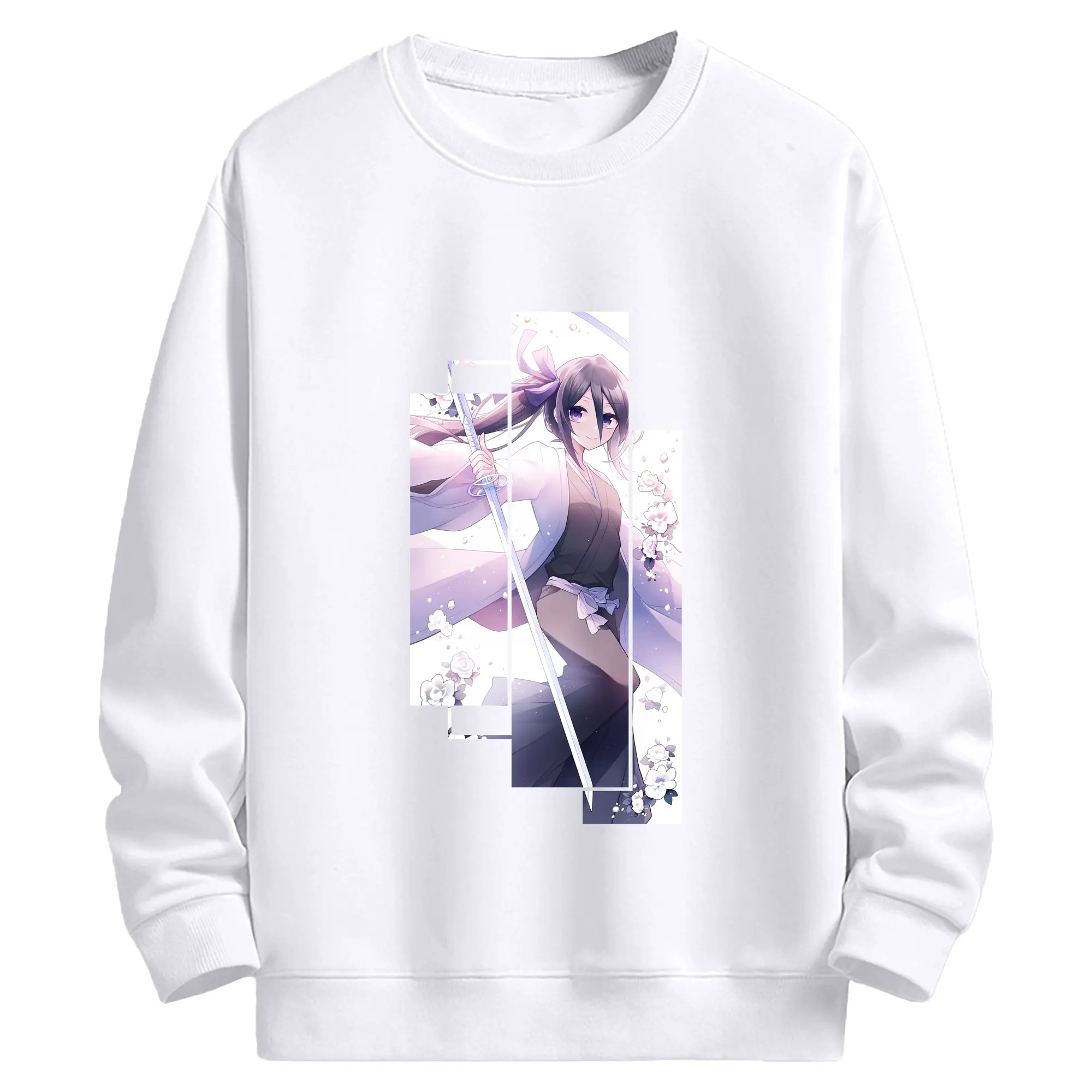 ブリーチ グッズ 朽木 ルキア - 高品質 クルーネック スウェット ・ コットン59％ ポリエステル41％ ・ ユニセックス 長袖 トレーナー ・ カジュアル デイリー スポーツ 散歩用