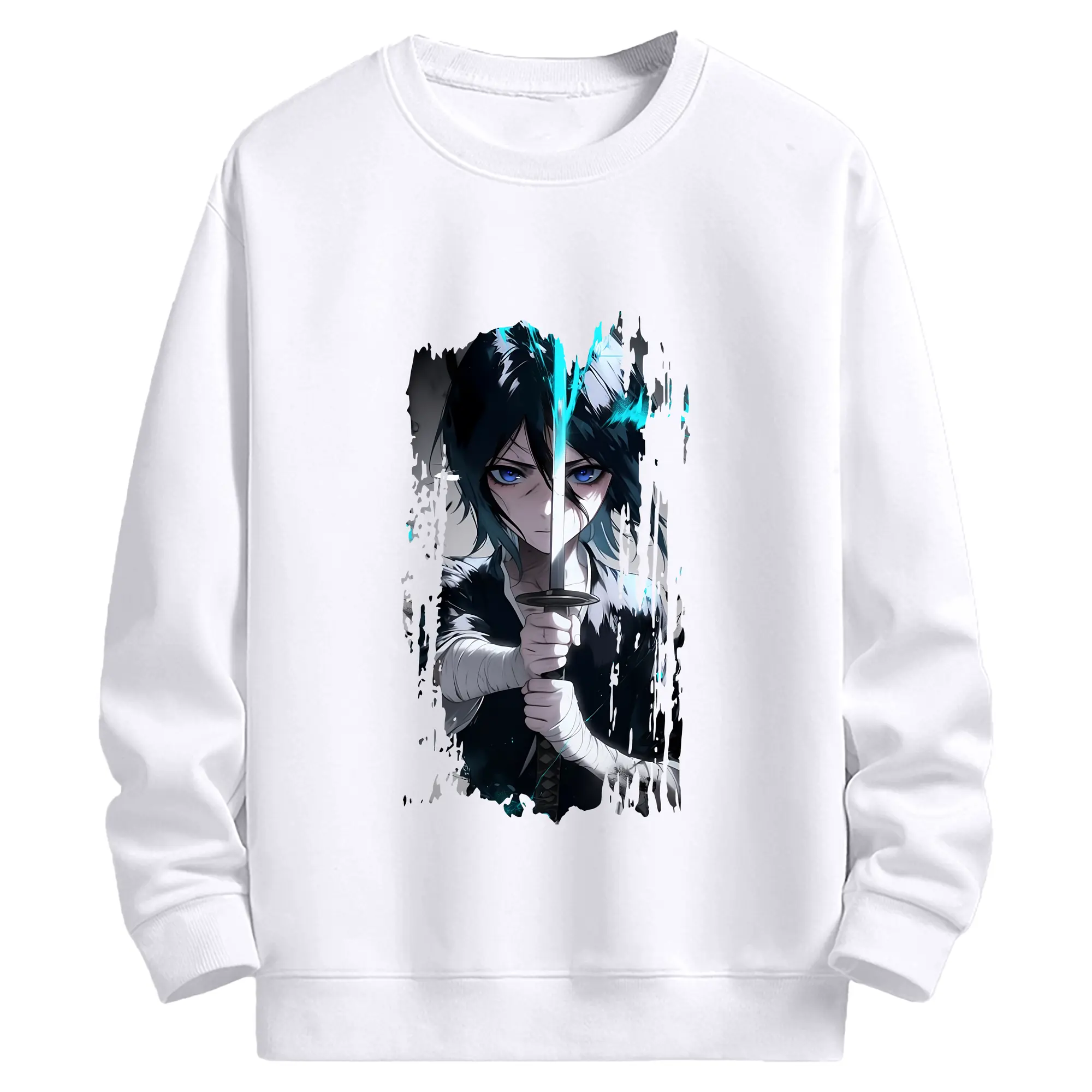 ブリーチ グッズ 朽木 ルキア - 高品質 クルーネック スウェット ・ コットン59％ ポリエステル41％ ・ ユニセックス 長袖 トレーナー ・ カジュアル デイリー スポーツ 散歩用