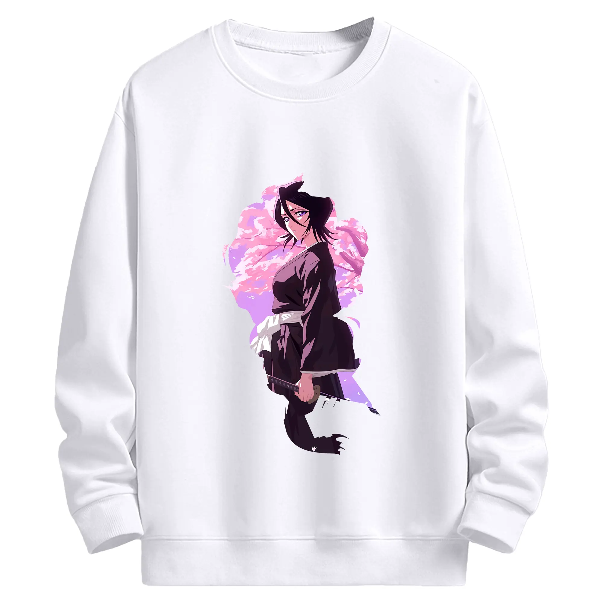ブリーチ グッズ 朽木 ルキア - 高品質 クルーネック スウェット ・ コットン59％ ポリエステル41％ ・ ユニセックス 長袖 トレーナー ・ カジュアル デイリー スポーツ 散歩用