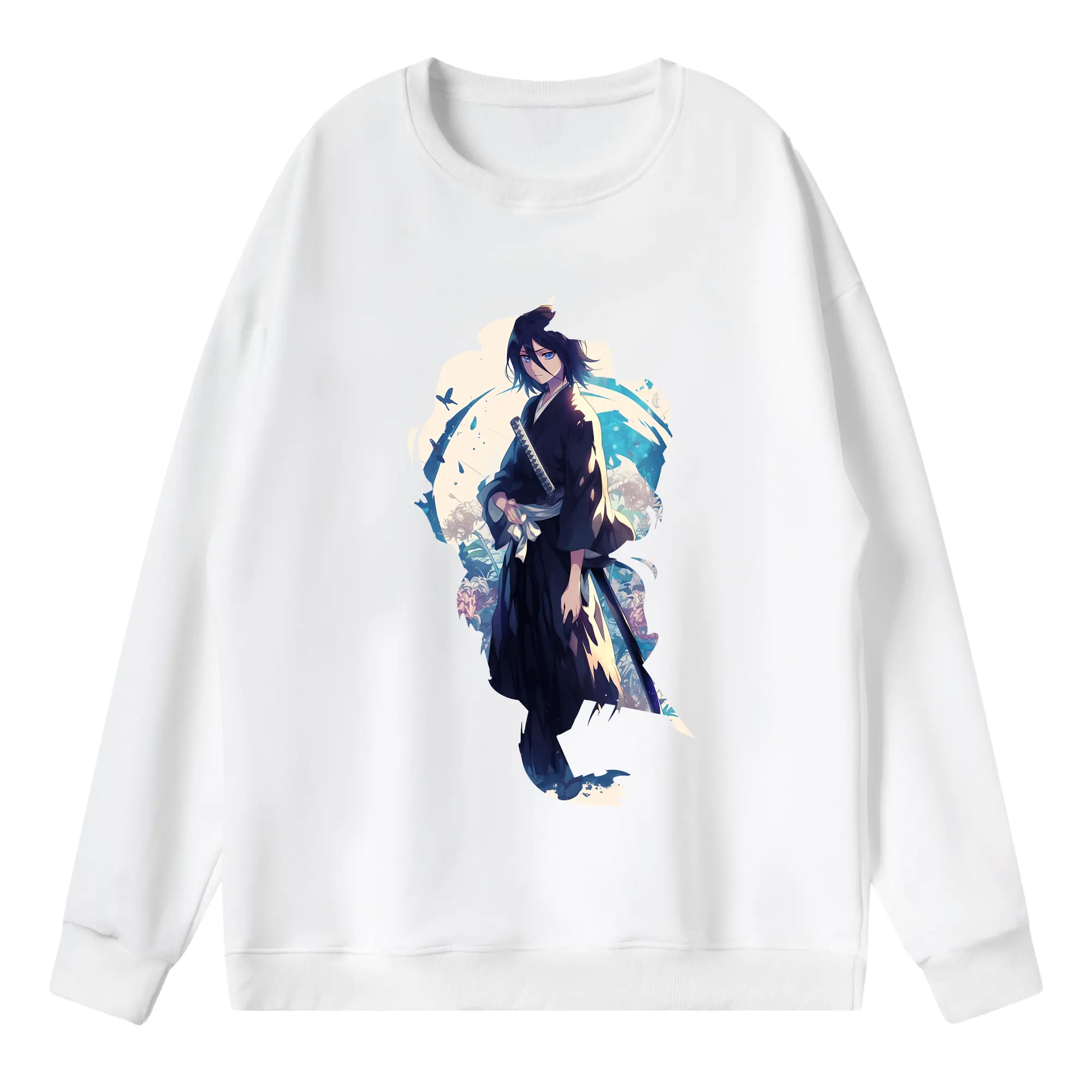 ブリーチ グッズ 朽木 ルキア - 薄手 クルーネック スウェット 裏毛260g · ポリエステル 春秋向け カジュアル 男女兼用 · トレーナー デイリー スポーツ 散歩に最適