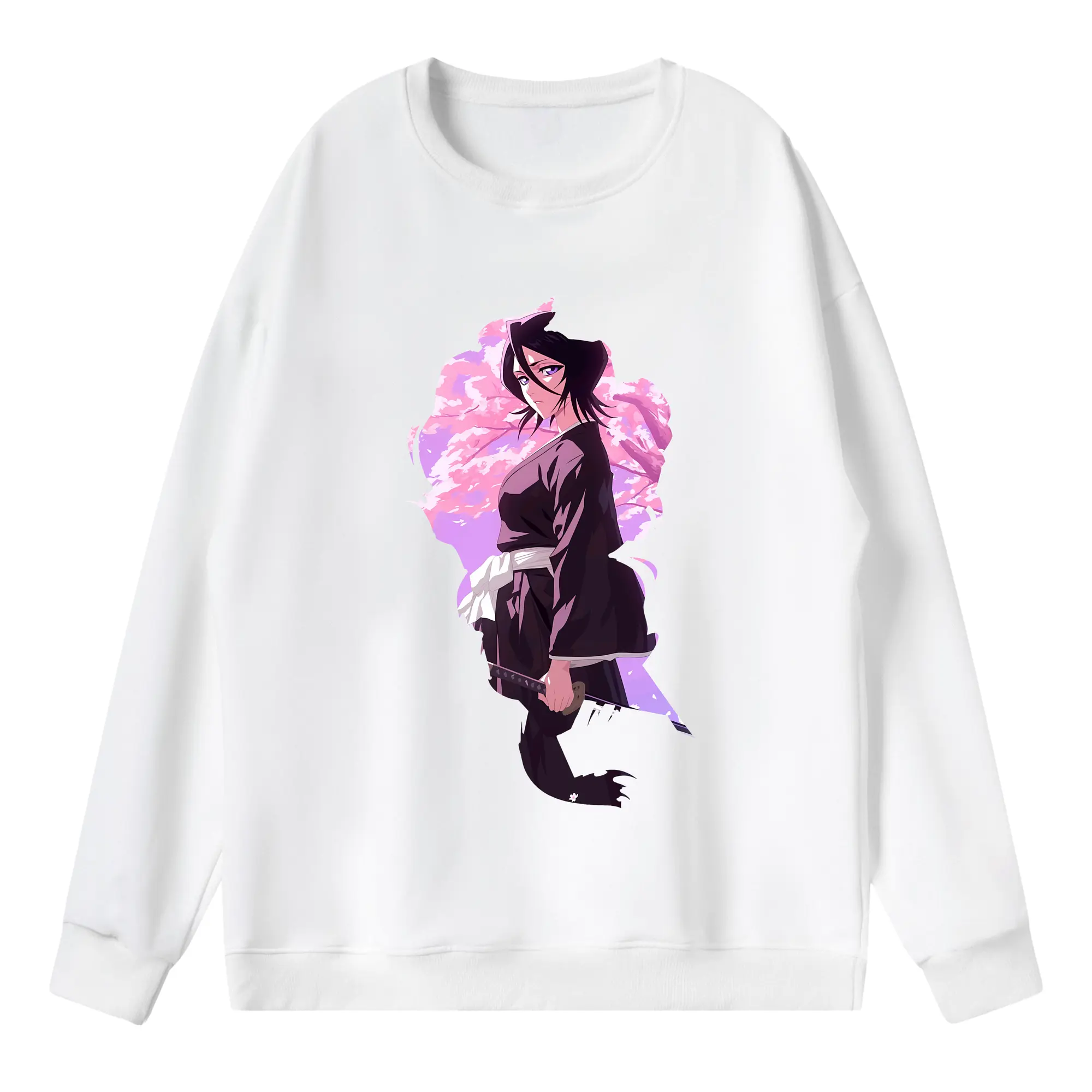 ブリーチ グッズ 朽木 ルキア - 薄手 クルーネック スウェット 裏毛260g · ポリエステル 春秋向け カジュアル 男女兼用 · トレーナー デイリー スポーツ 散歩に最適