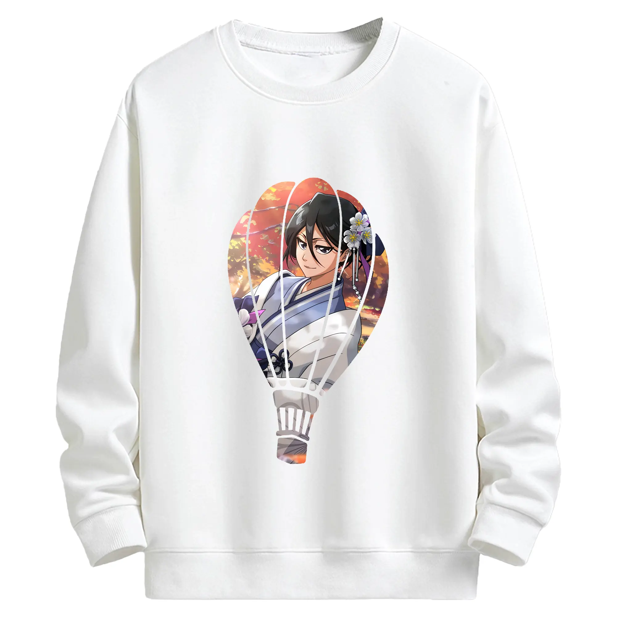 ブリーチ グッズ 朽木 ルキア - キッズ クルーネックスウェットシャツ ・ フロントプリント ・ 綿80％ ポリエステル20％ ・ 快適 通学 スポーツ 日常使い お散歩用