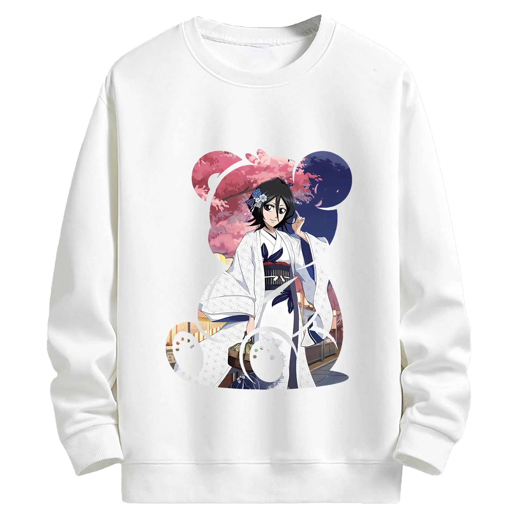 ブリーチ グッズ 朽木 ルキア - キッズ クルーネックスウェットシャツ ・ フロントプリント ・ 綿80％ ポリエステル20％ ・ 快適 通学 スポーツ 日常使い お散歩用