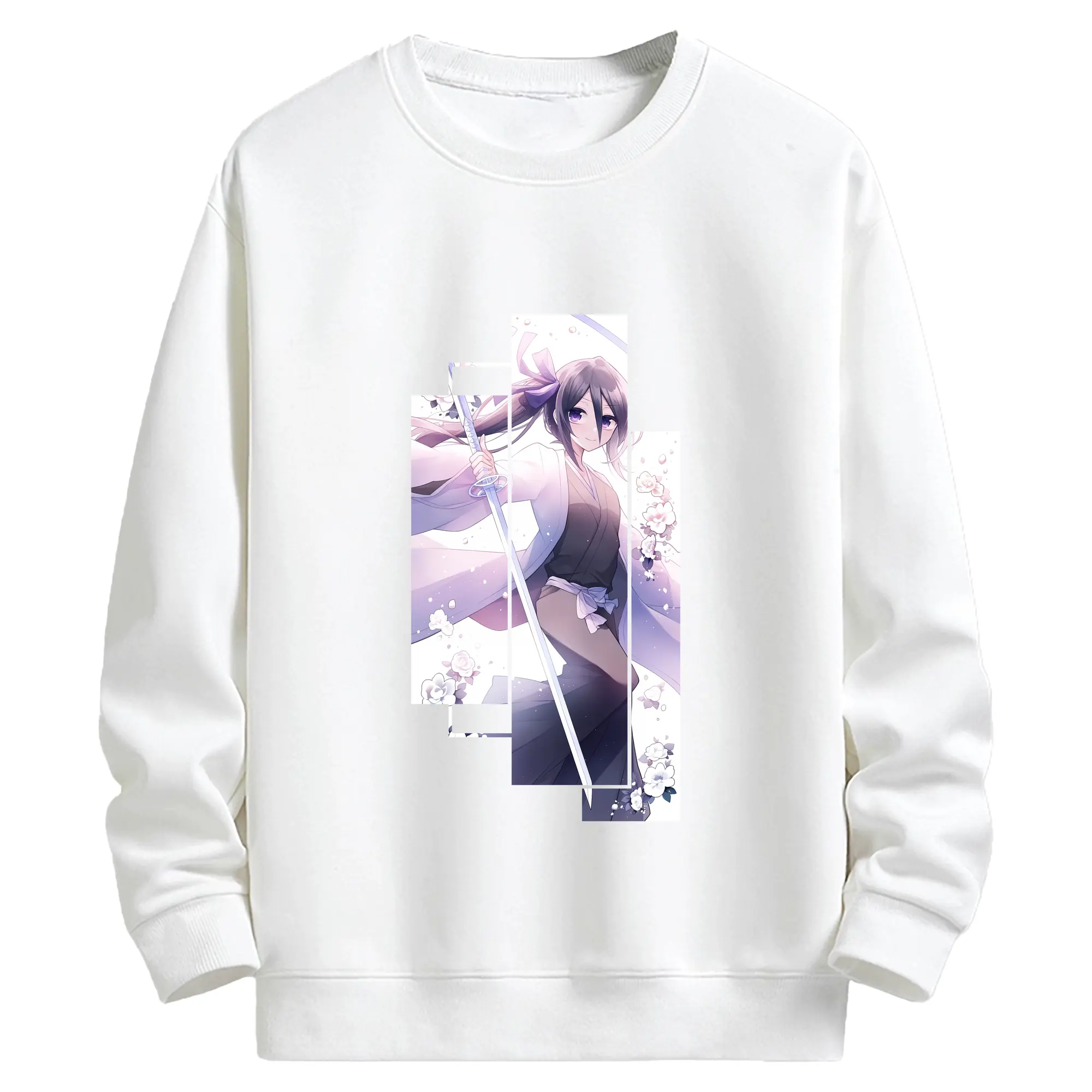 ブリーチ グッズ 朽木 ルキア - キッズ クルーネックスウェットシャツ ・ フロントプリント ・ 綿80％ ポリエステル20％ ・ 快適 通学 スポーツ 日常使い お散歩用