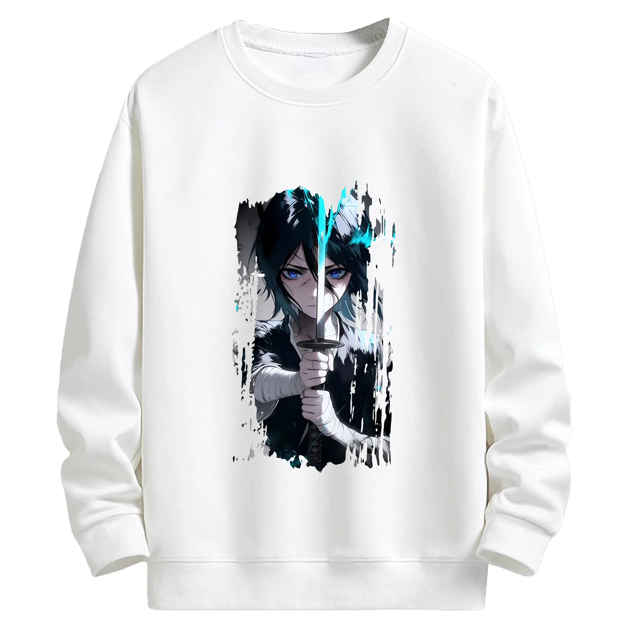 ブリーチ グッズ 朽木 ルキア - キッズ クルーネックスウェットシャツ ・ フロントプリント ・ 綿80％ ポリエステル20％ ・ 快適 通学 スポーツ 日常使い お散歩用