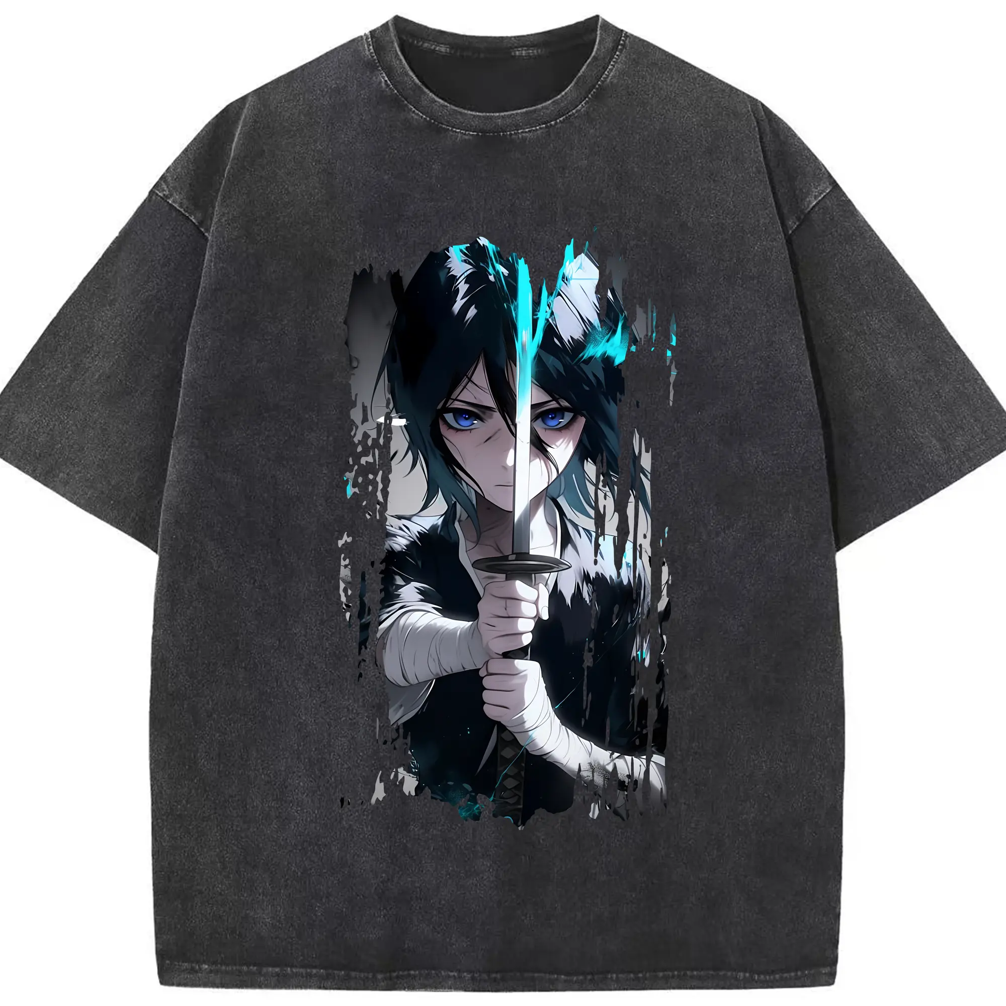 ブリーチ グッズ 朽木 ルキア - 綿100％ ヴィンテージ風 半袖Tシャツ ・ フロントプリント ・ 柔らか肌触り ・ 通気性 快適 ・ スポーツ カジュアル 外出用