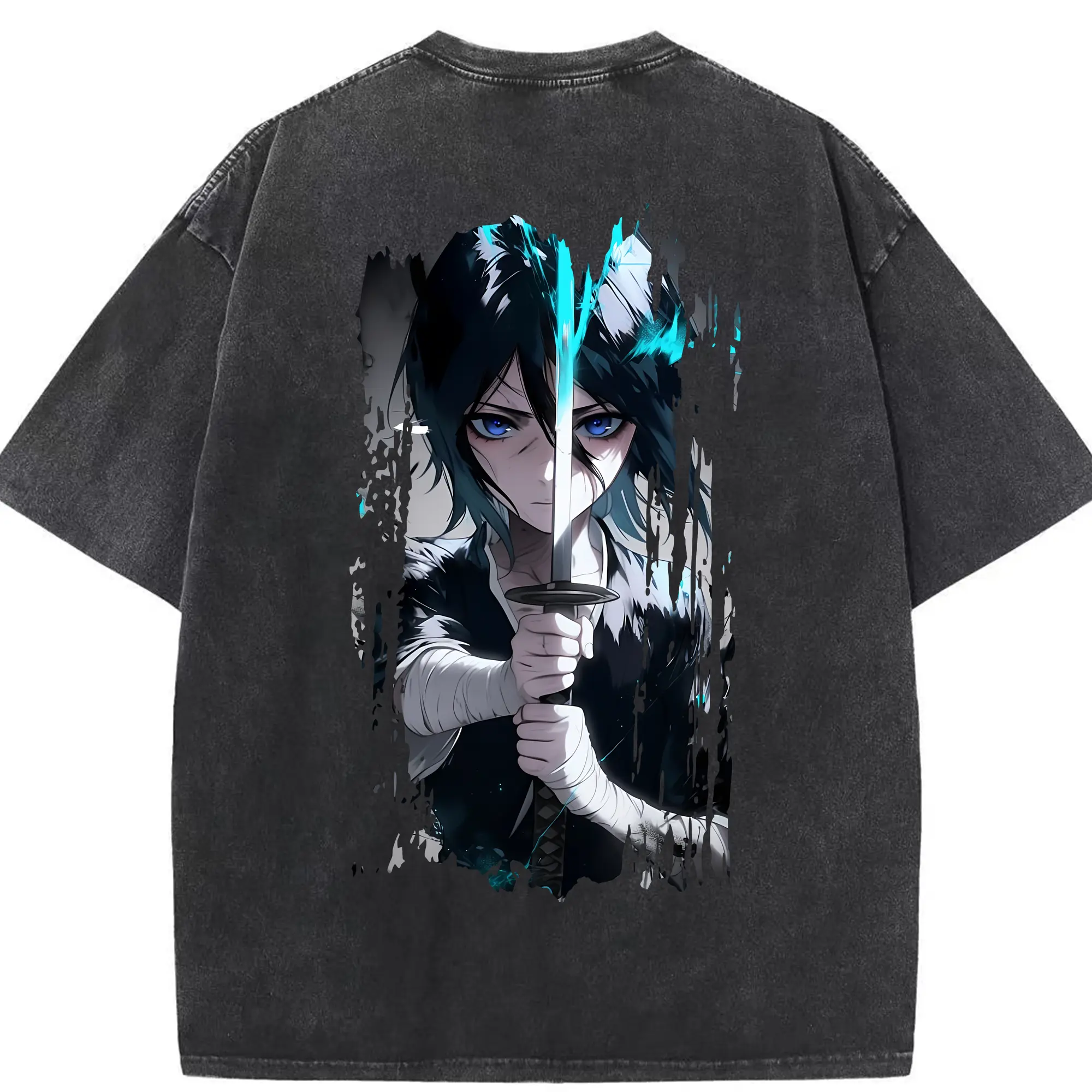 ブリーチ グッズ 朽木 ルキア - 綿100％ ヴィンテージ風 半袖Tシャツ ・ 背面プリント ・ 柔らか肌触り ・ 通気性 快適 ・ スポーツ カジュアル 外出用