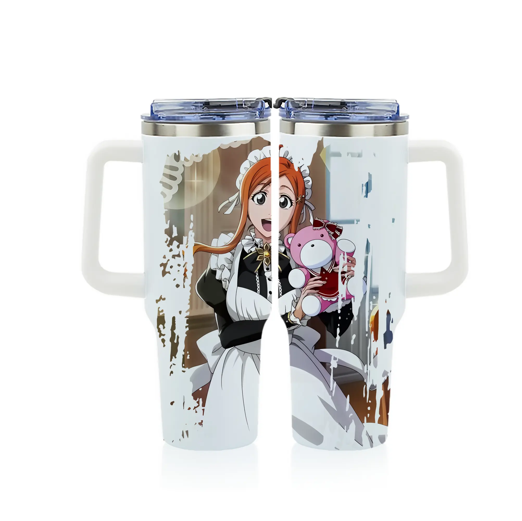 ブリーチ グッズ 井上 織姫 - 1200mL フルプリント車用タンブラー ・ 304ステンレス 内側 ・ 201ステンレス 外側 ・ 保温 保冷 ・ 通勤 ドライブ アウトドア用