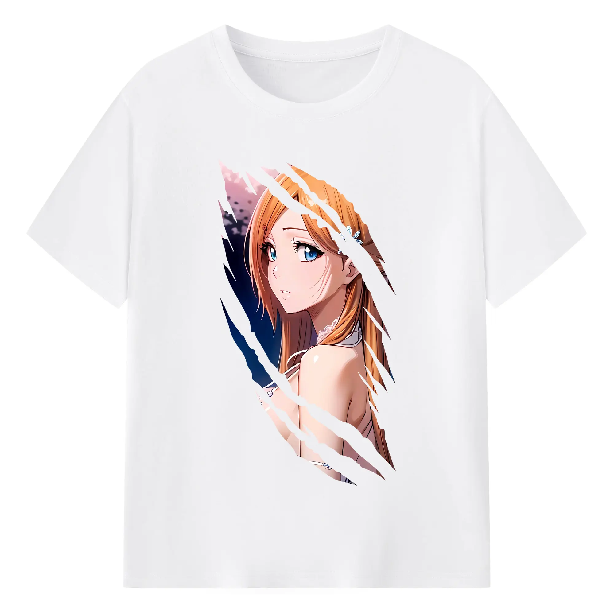 ブリーチ グッズ 井上 織姫 - 綿100％ 半袖Tシャツ ・ フロントプリント ・ 快適 通気性 ・ 日常使い 散歩 スポーツ用